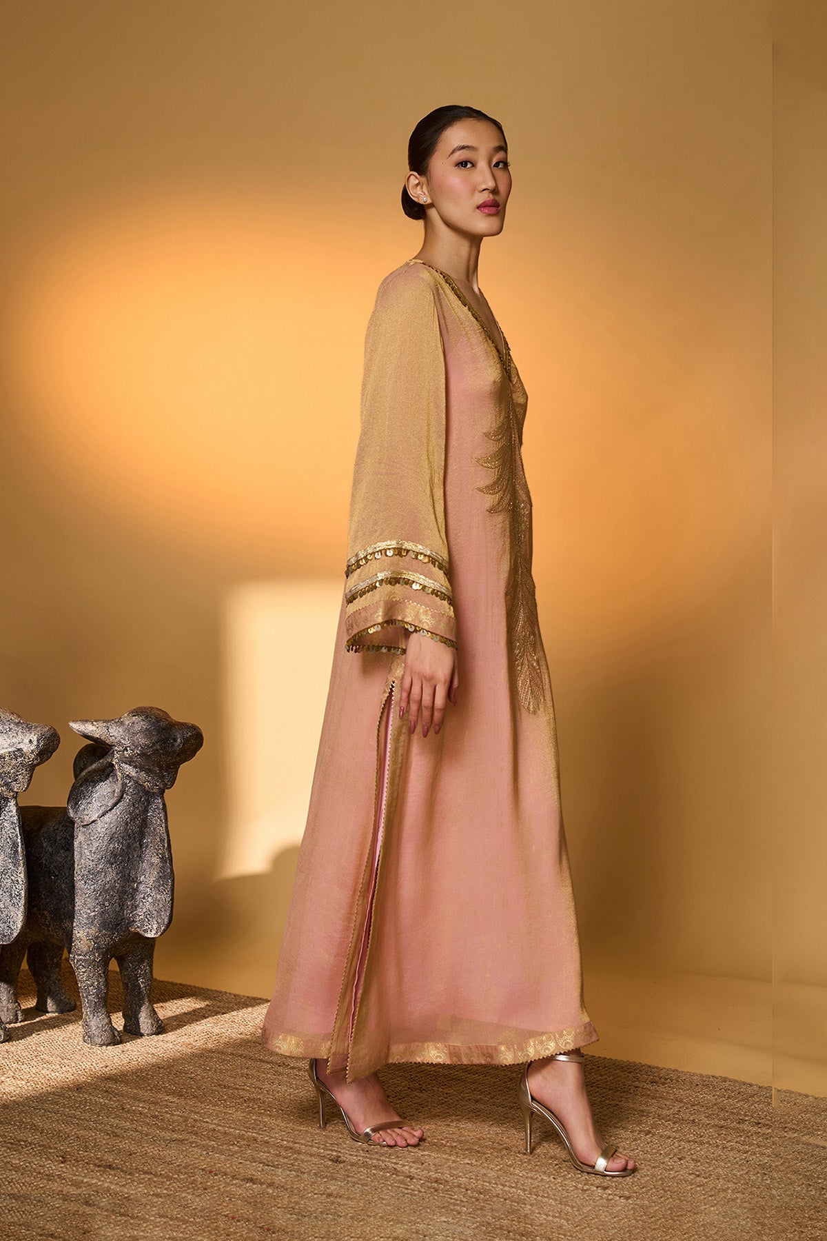 Baby Pink Moonfield Embroidered Kaftan