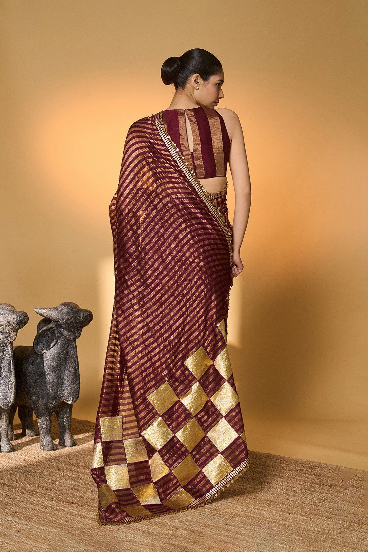 Plum Corncrest Gota Saree