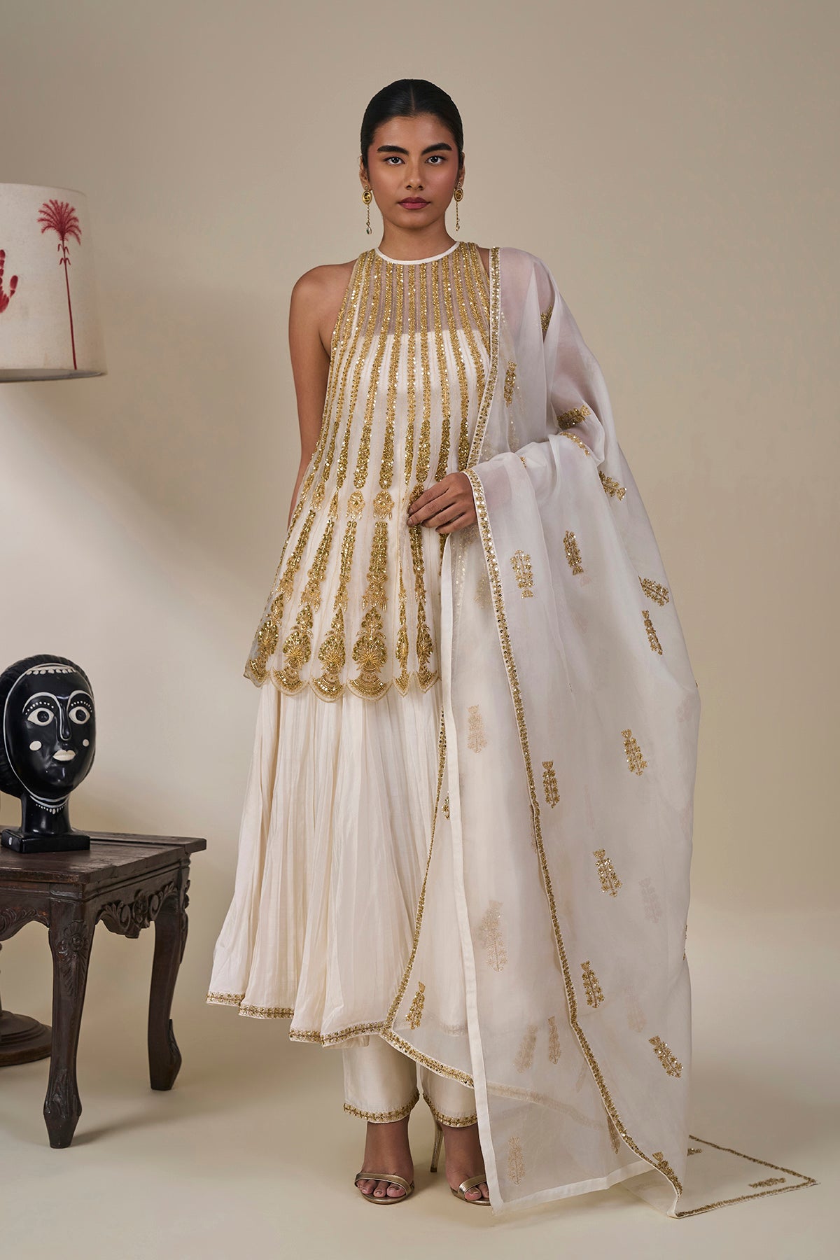 Ivory 'Leher Ki Mehfil' Anarkali Set