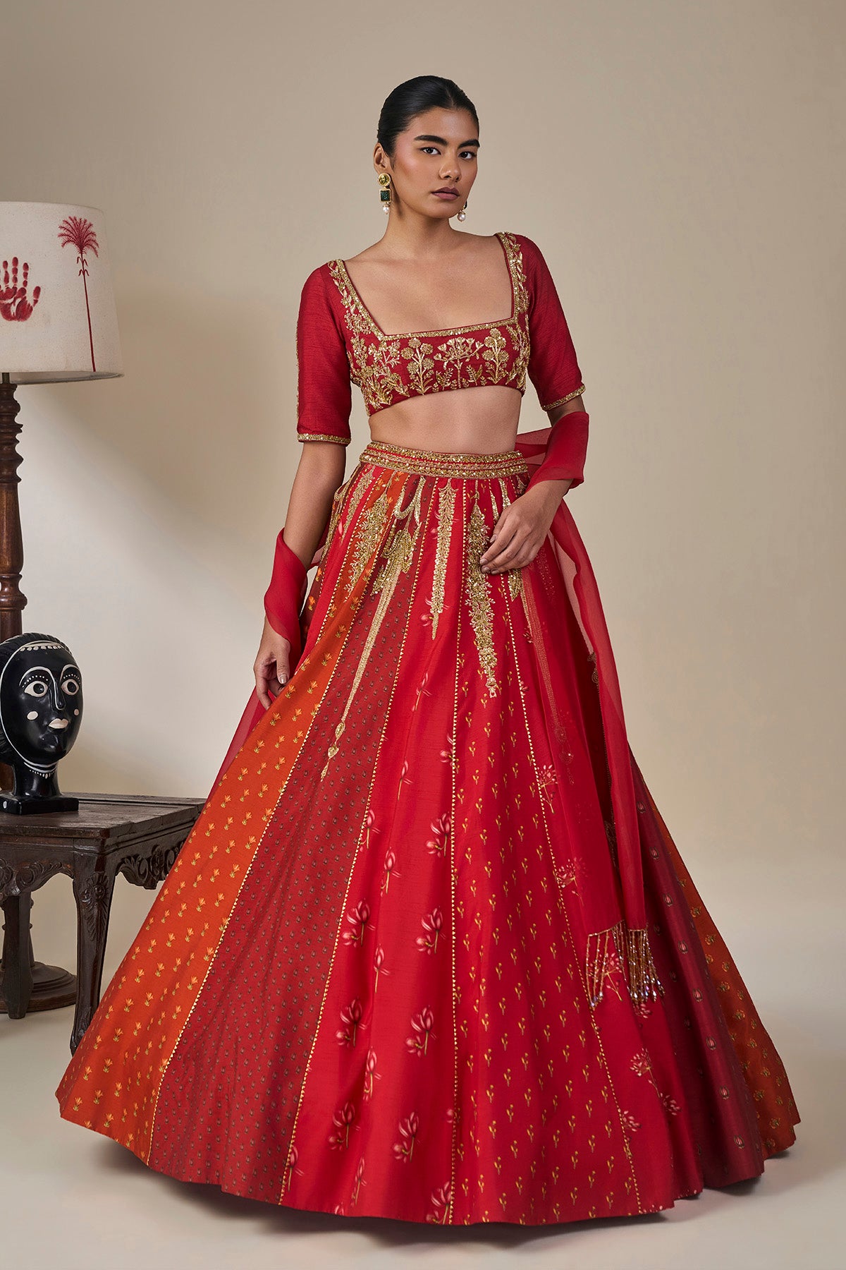 'Rango Sa Jahan' Lehenga in Red