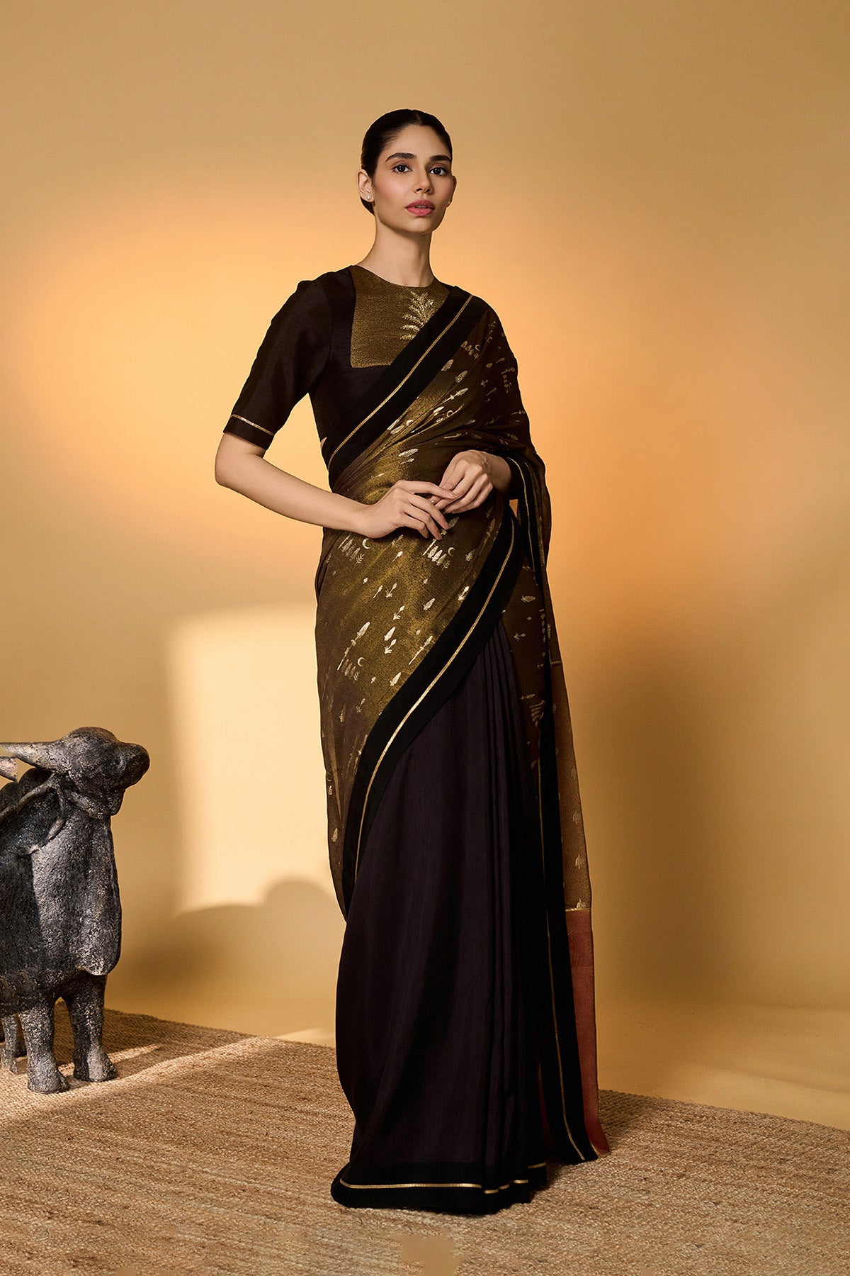 Midnight Amber Saree