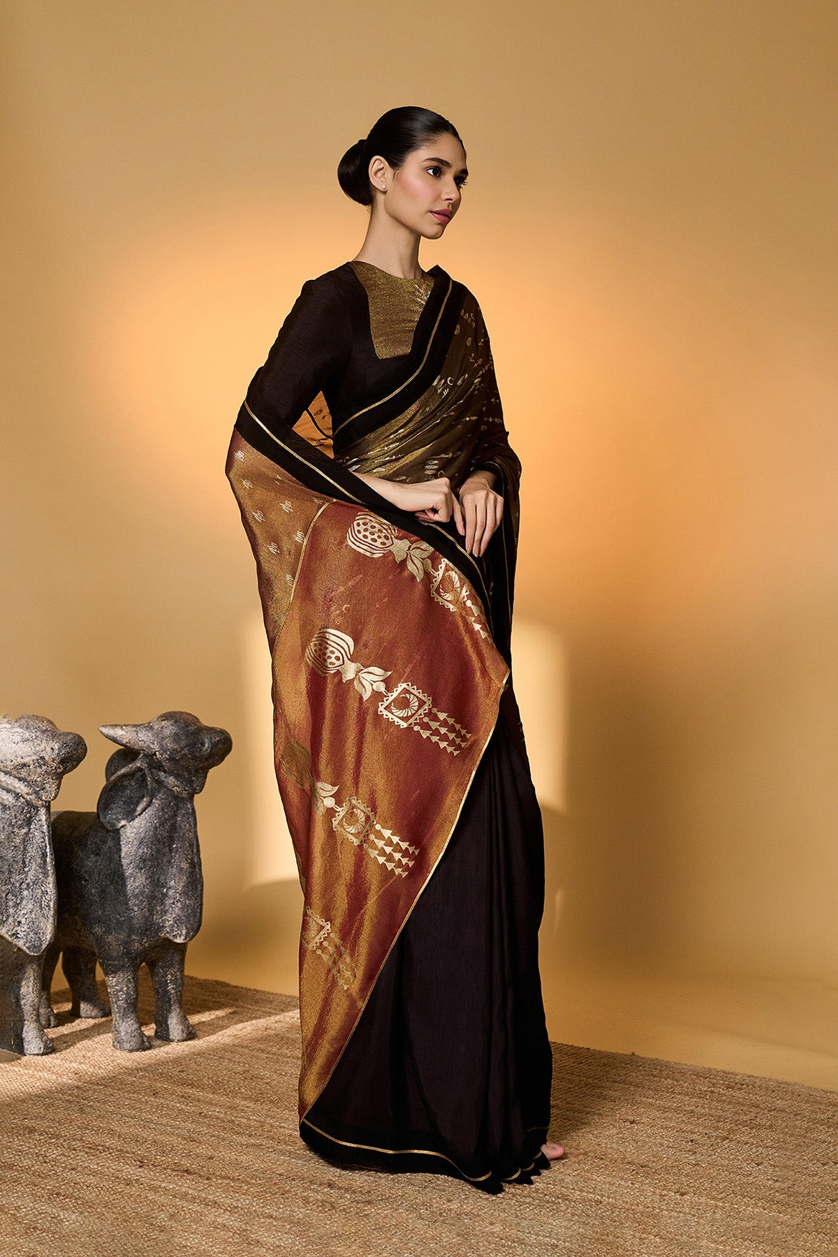 Midnight Amber Saree