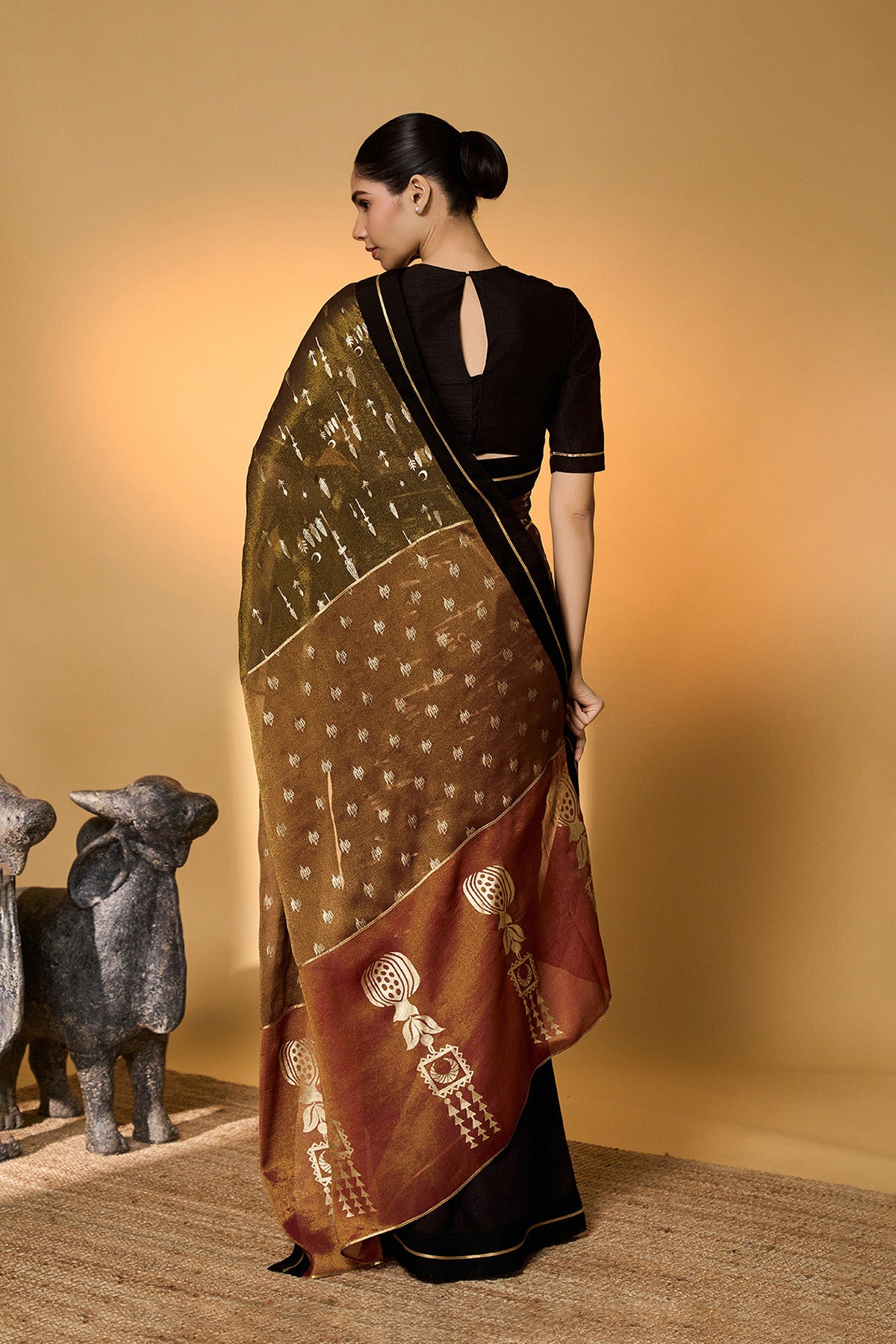 Midnight Amber Saree