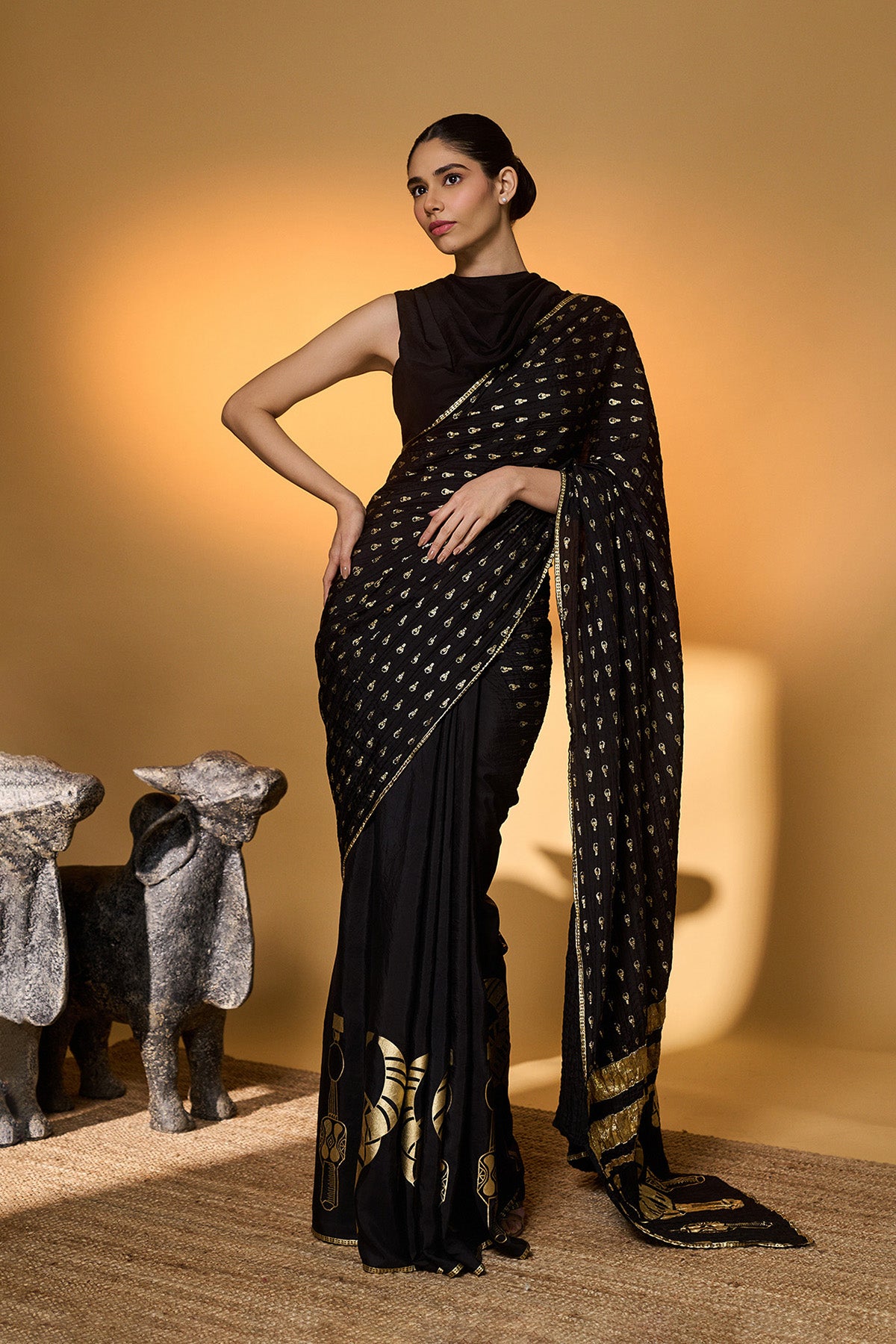 Black Tribal Mask Saree