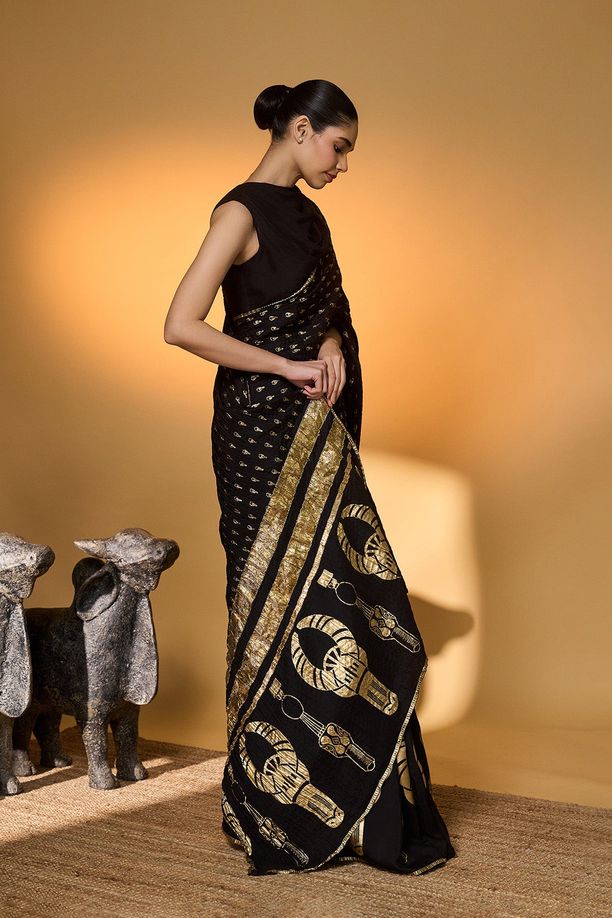 Black Tribal Mask Saree
