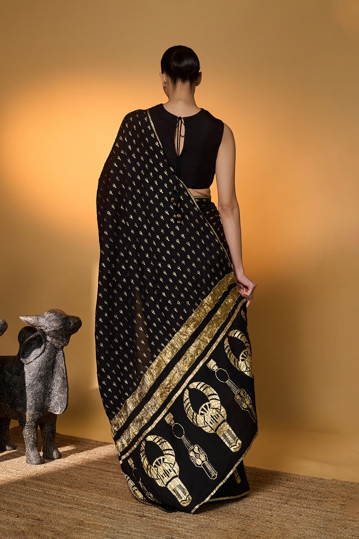 Black Tribal Mask Saree