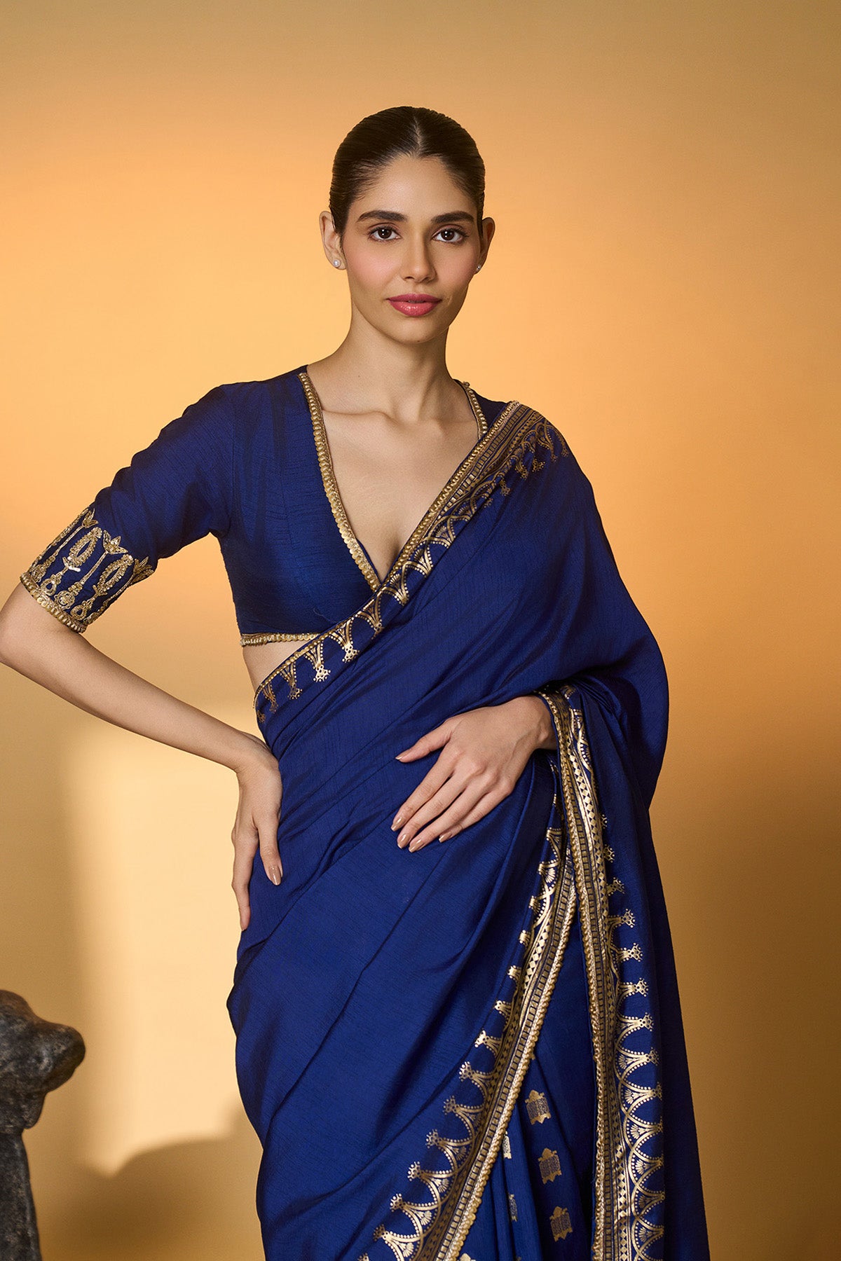 Navy Blue Amber Arches Saree