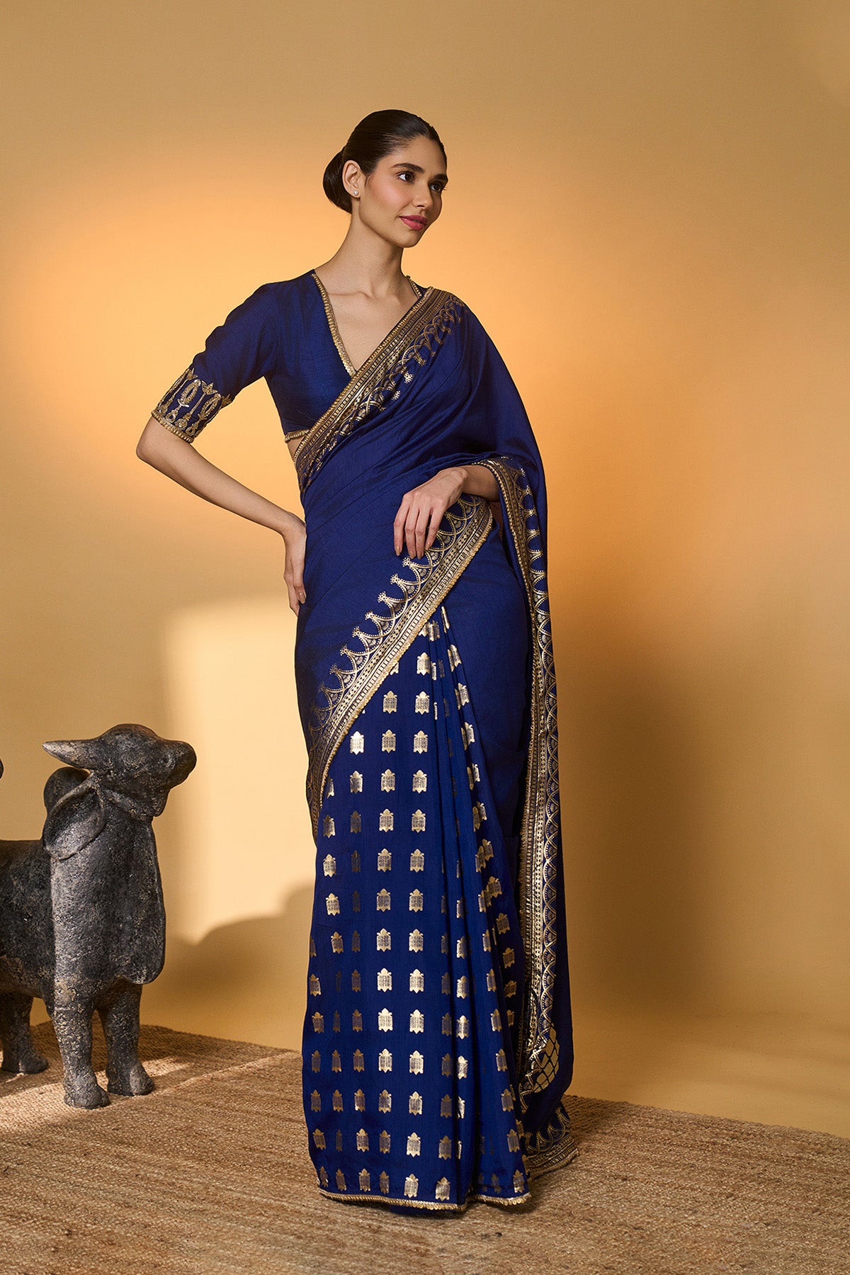 Navy Blue Amber Arches Saree