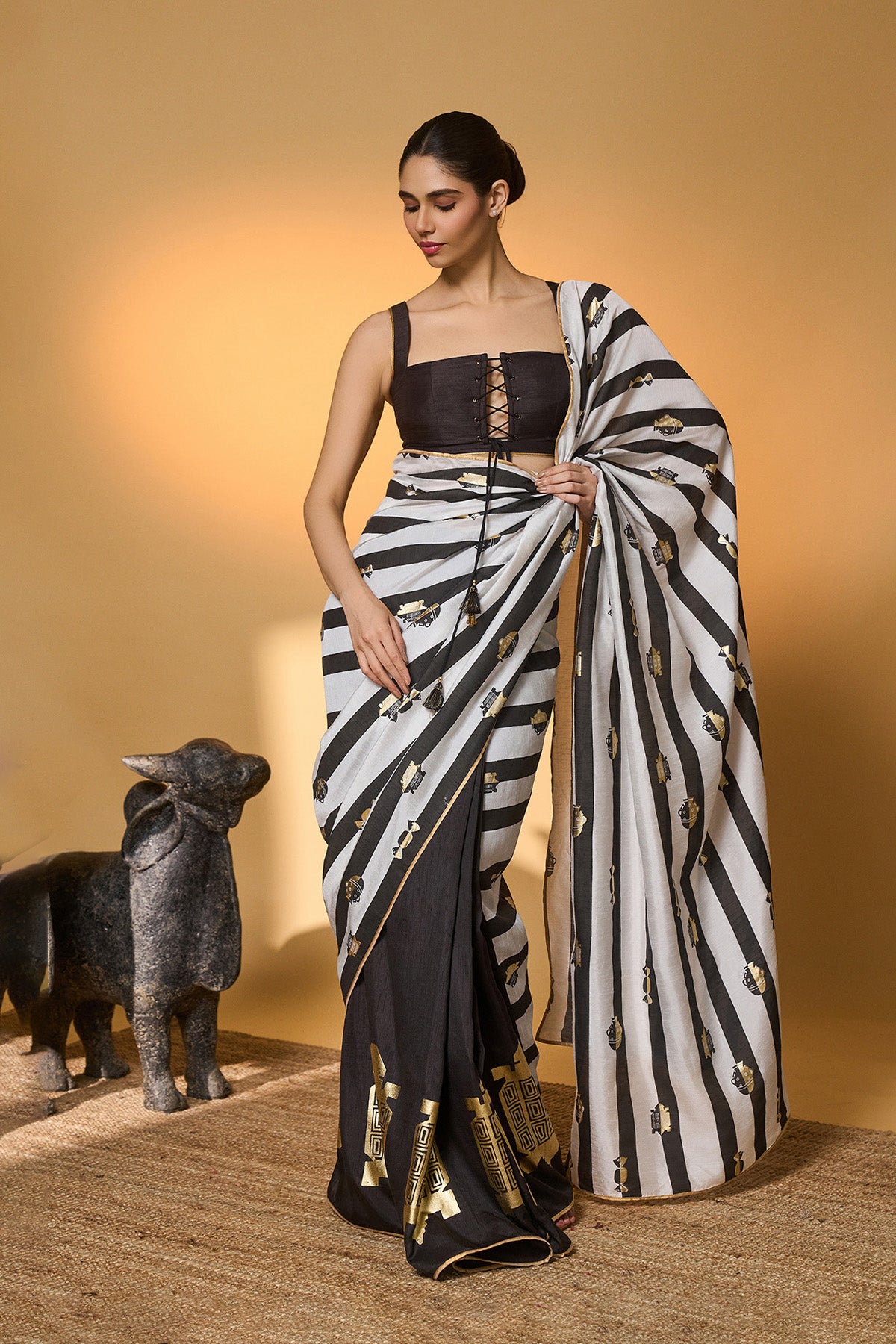Black Stripes All Charms Saree