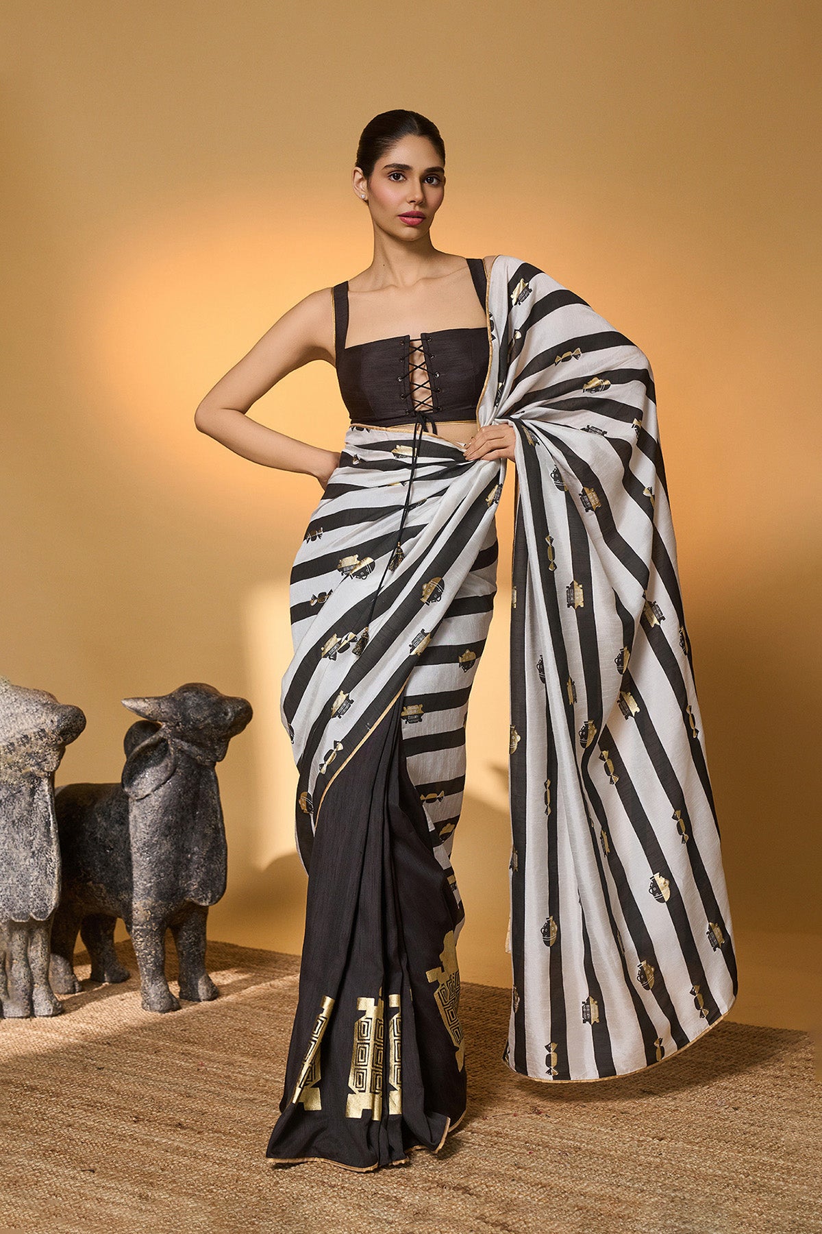 Black Stripes All Charms Saree