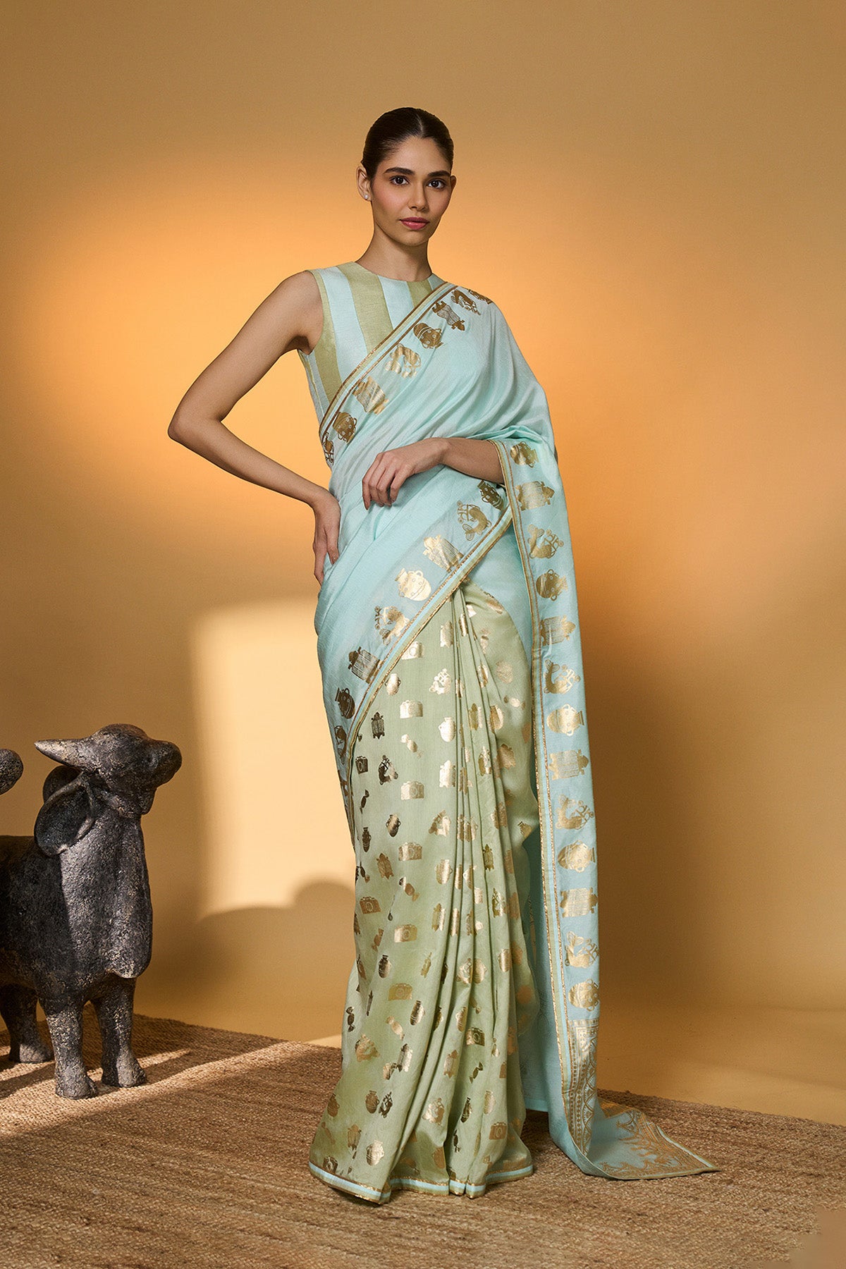 Mint And Blue All Charms Saree