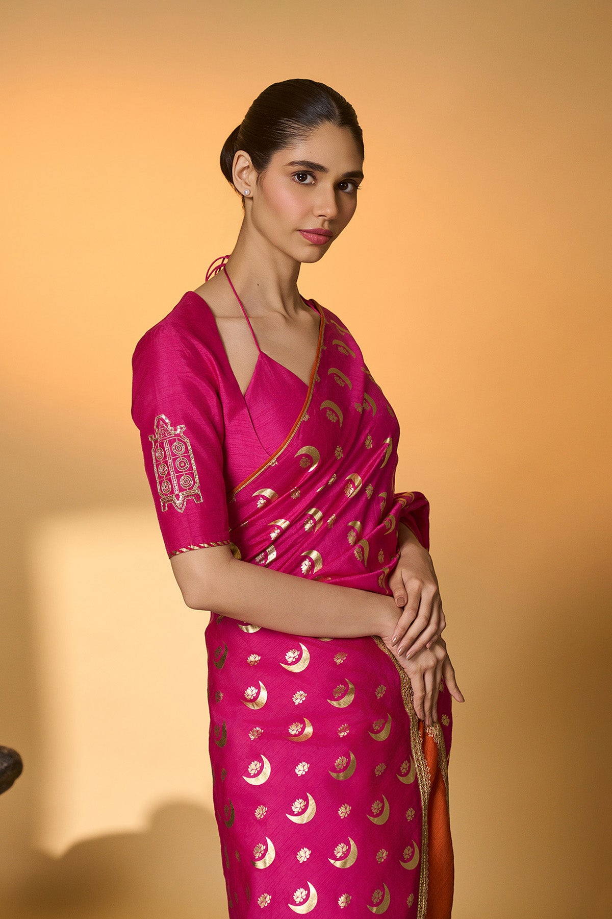 Rani Pink Chand Phool Saree