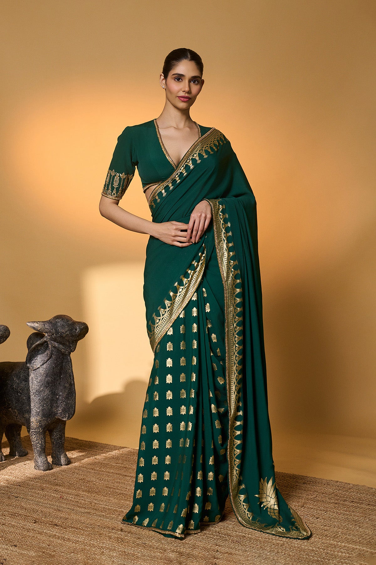 Green Trpoical Amber Arches Saree