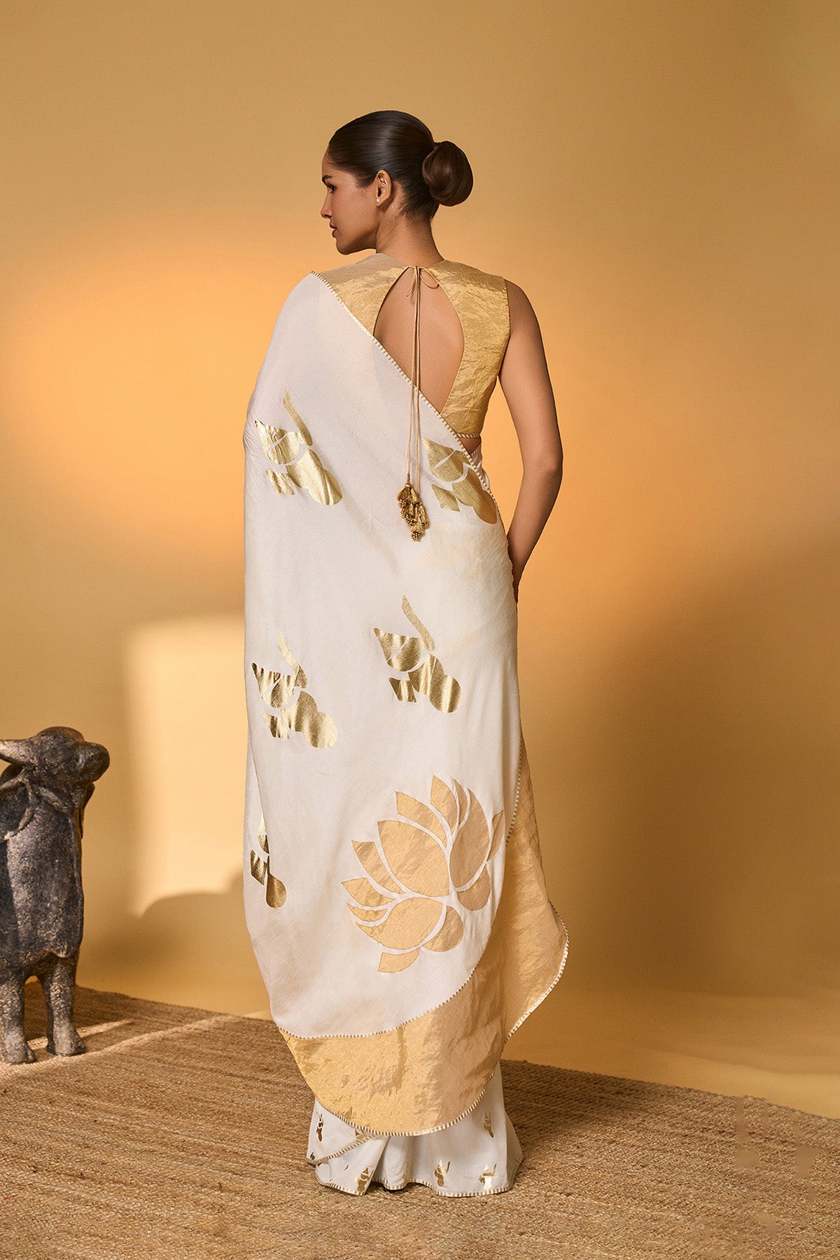 Ivory Ganesh Saree