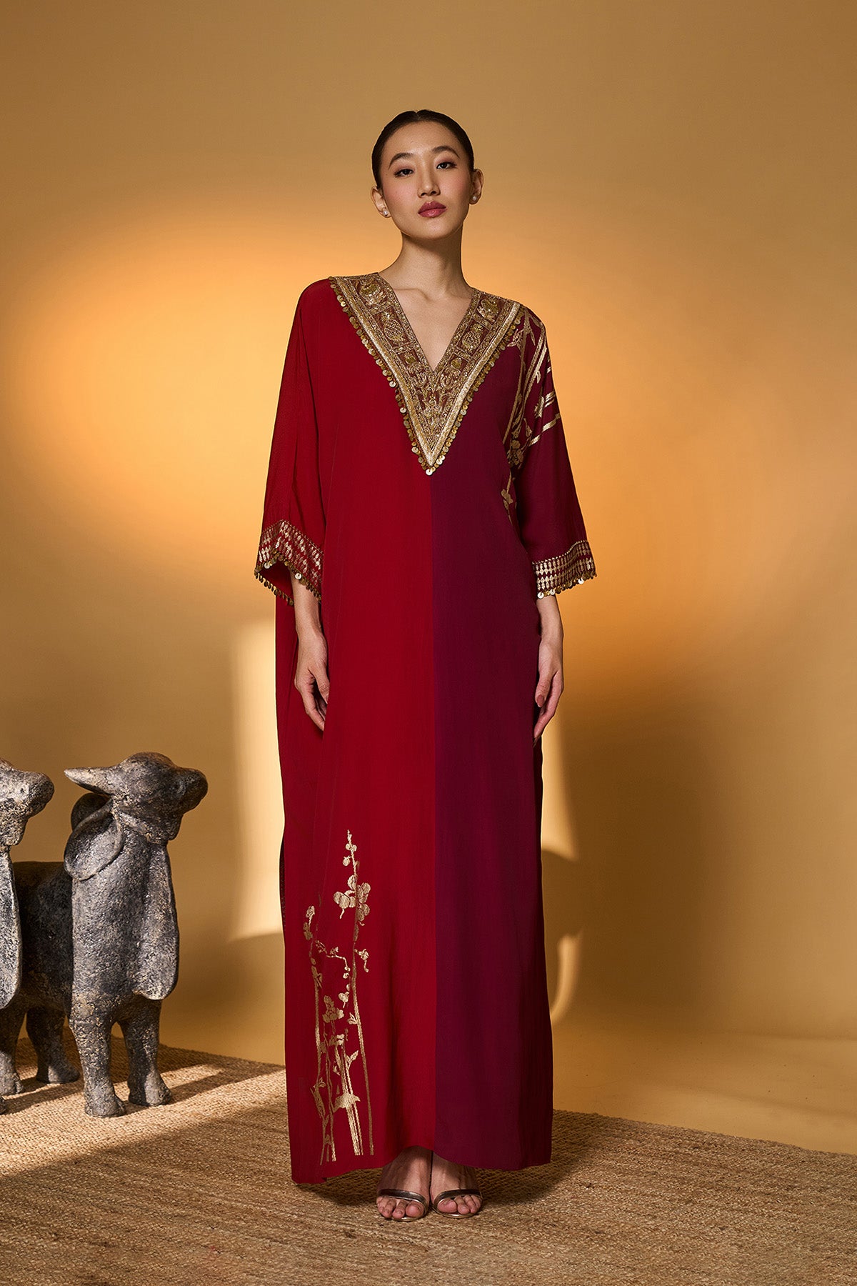 Red & Plum Moonlight Melody Kaftan