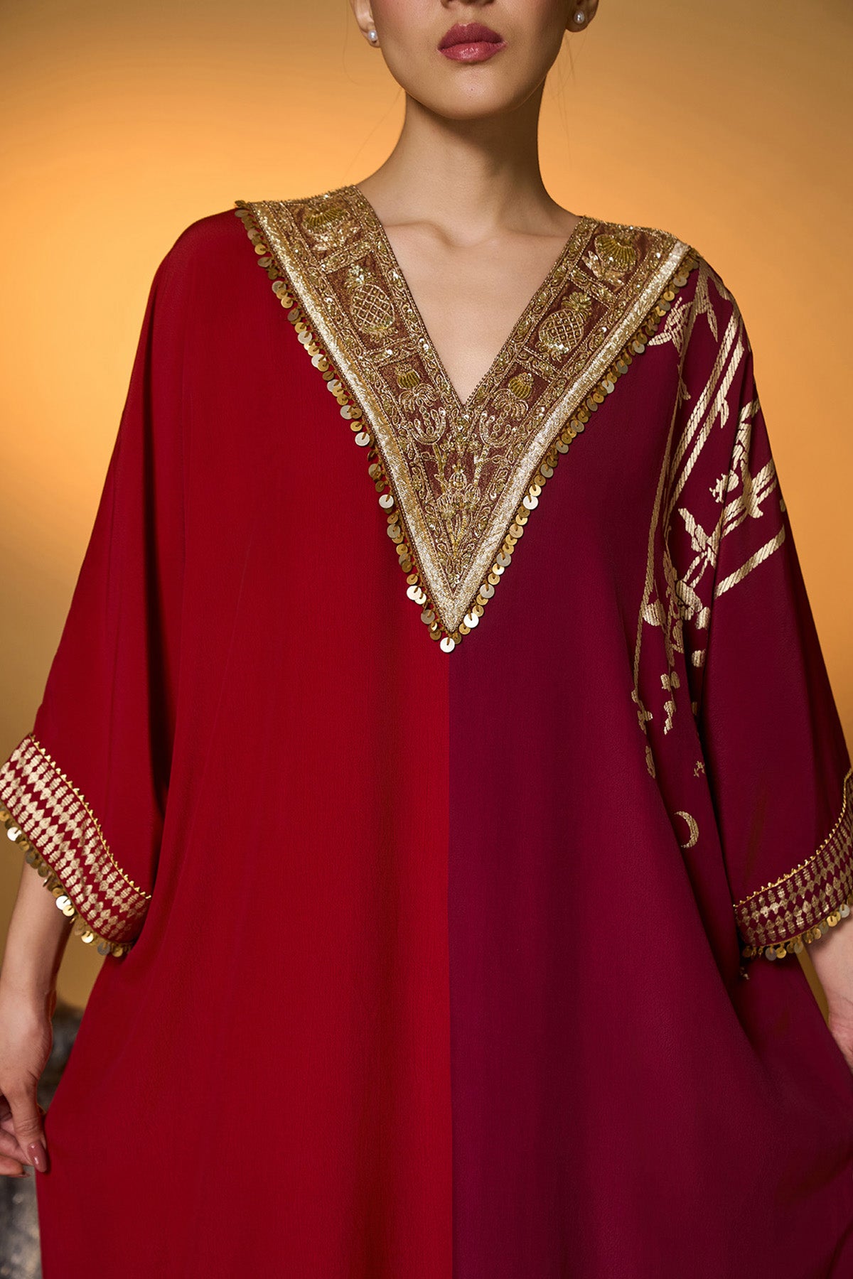 Red & Plum Moonlight Melody Kaftan
