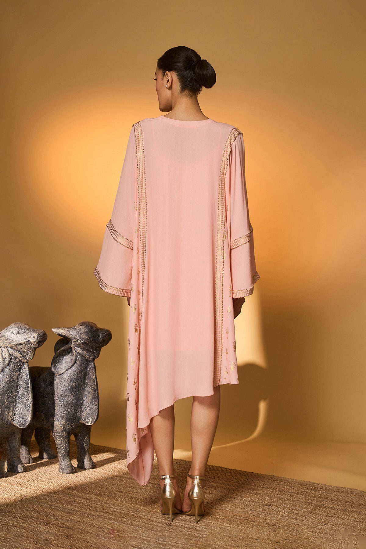 Baby Pink Tango Bloom High Low Kaftan