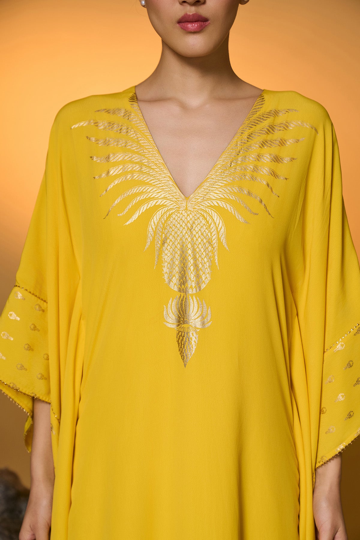 Yellow Tribal Mask Kaftan