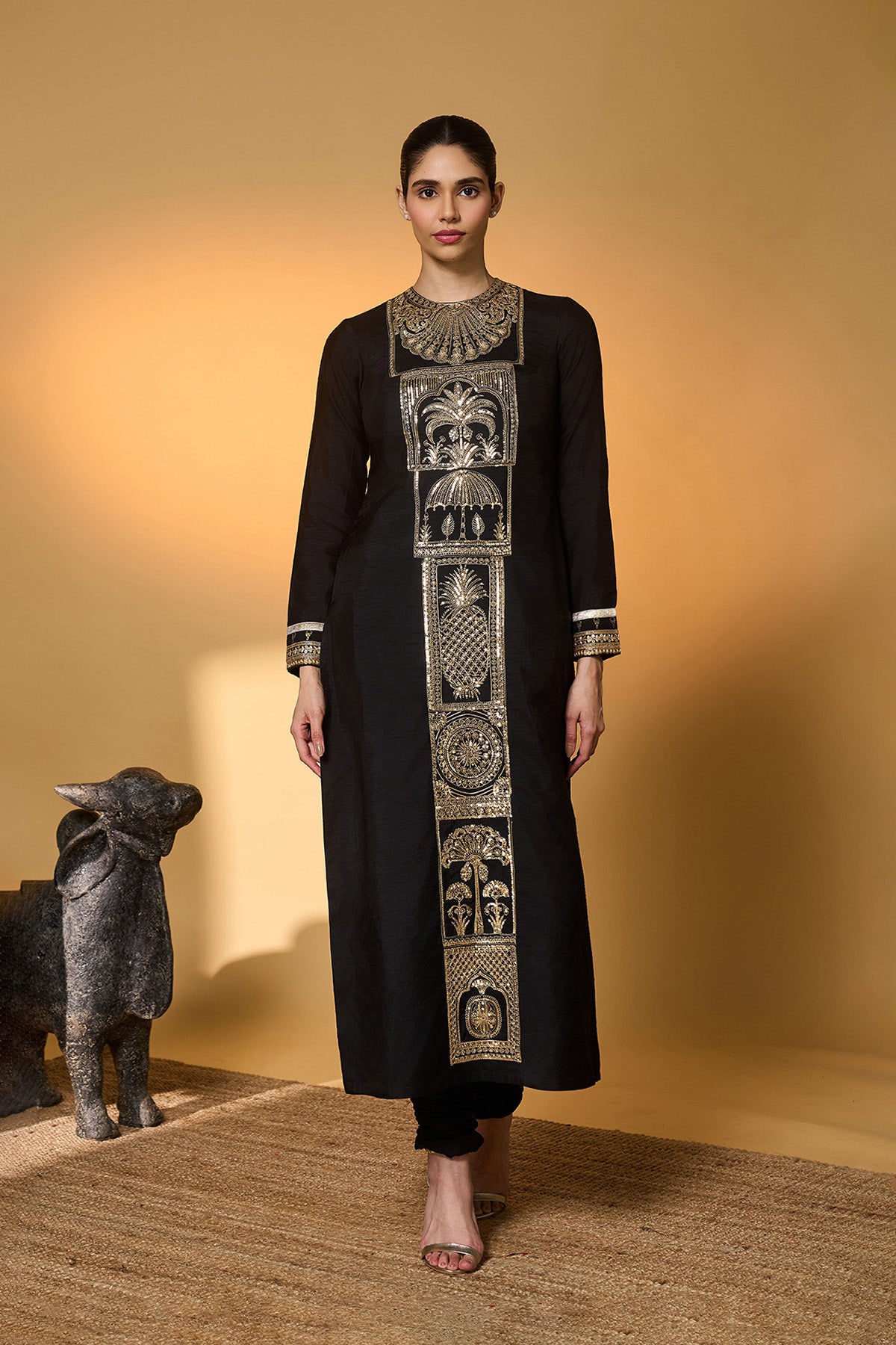 Black Khidki Kurta Set