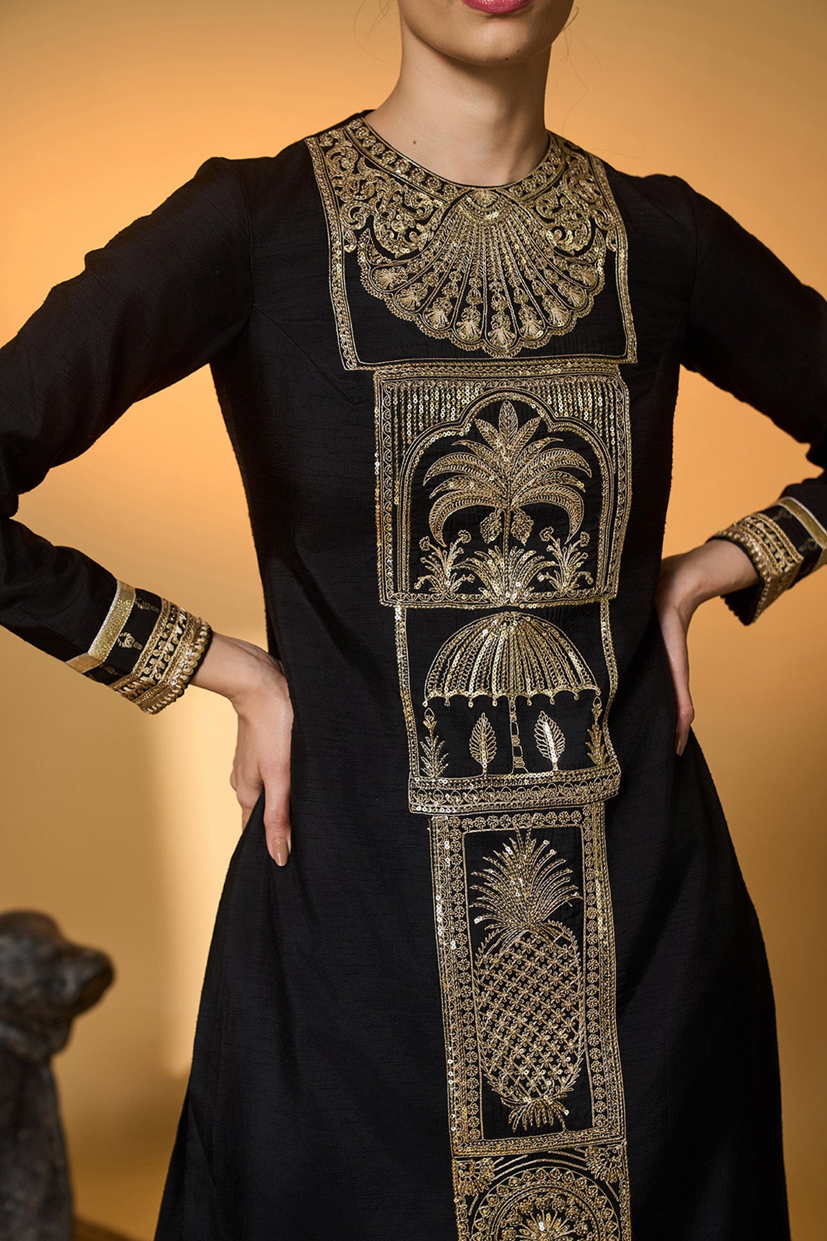 Black Khidki Kurta Set