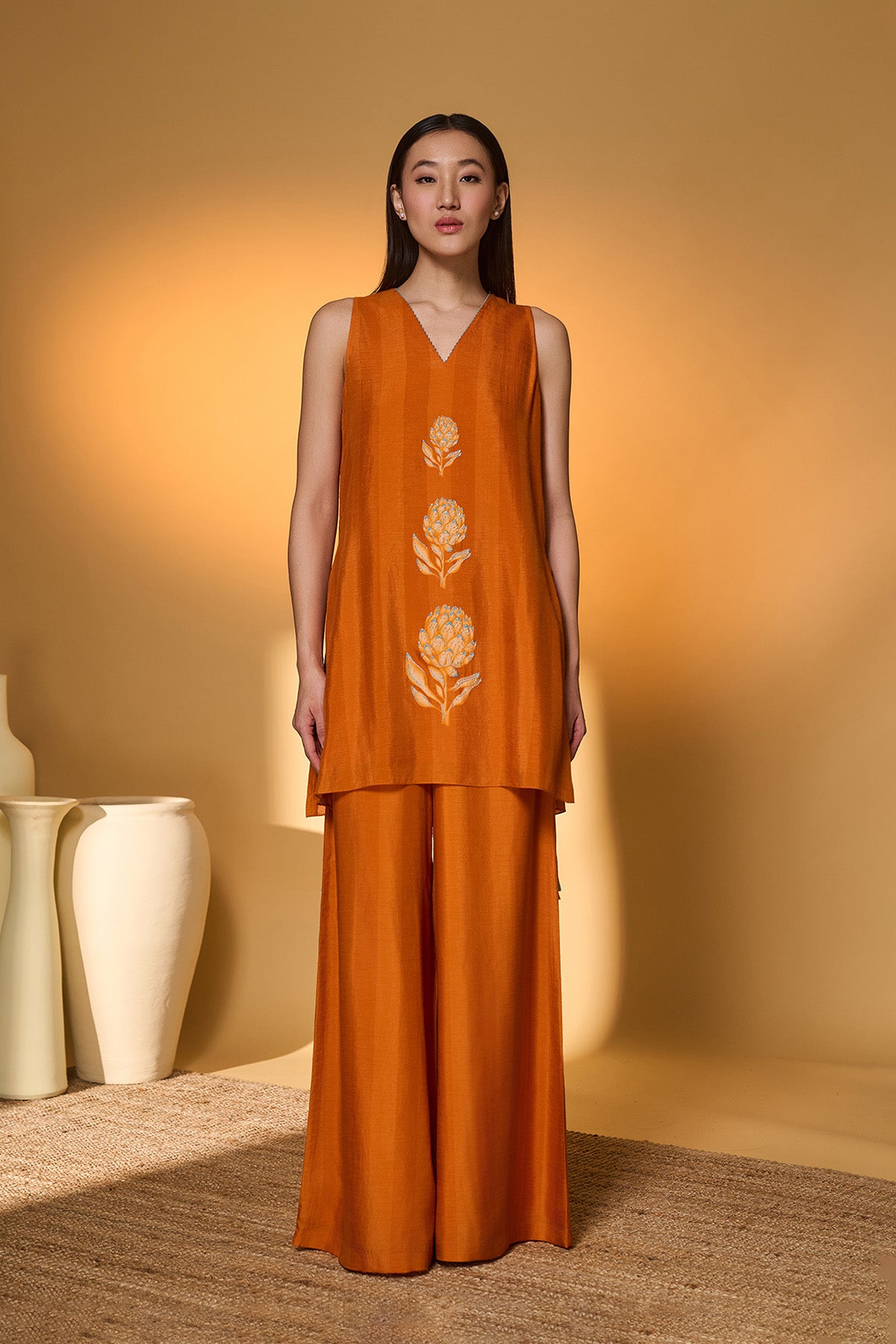 Saffron Sky Striped Kurta Set