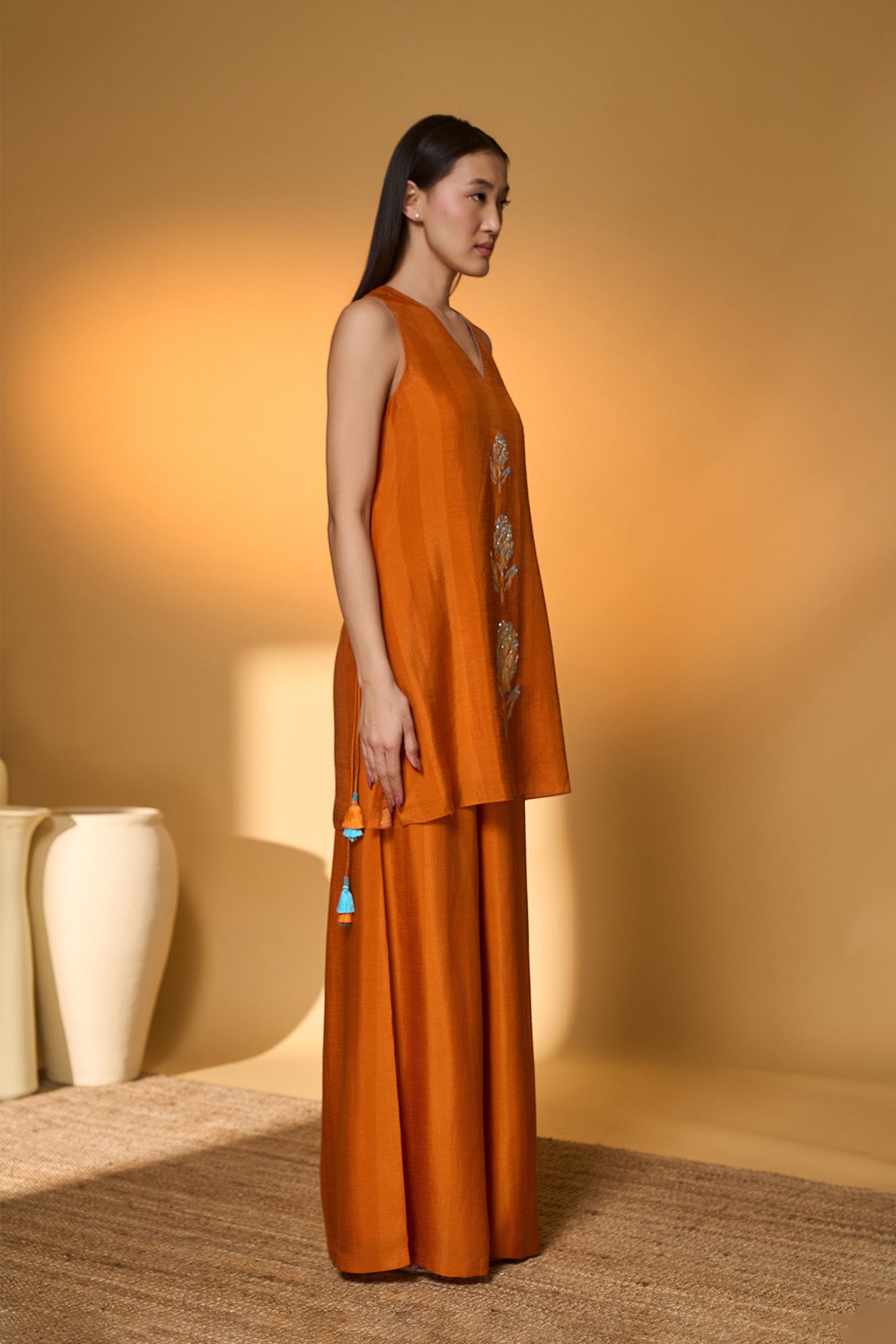 Saffron Sky Striped Kurta Set