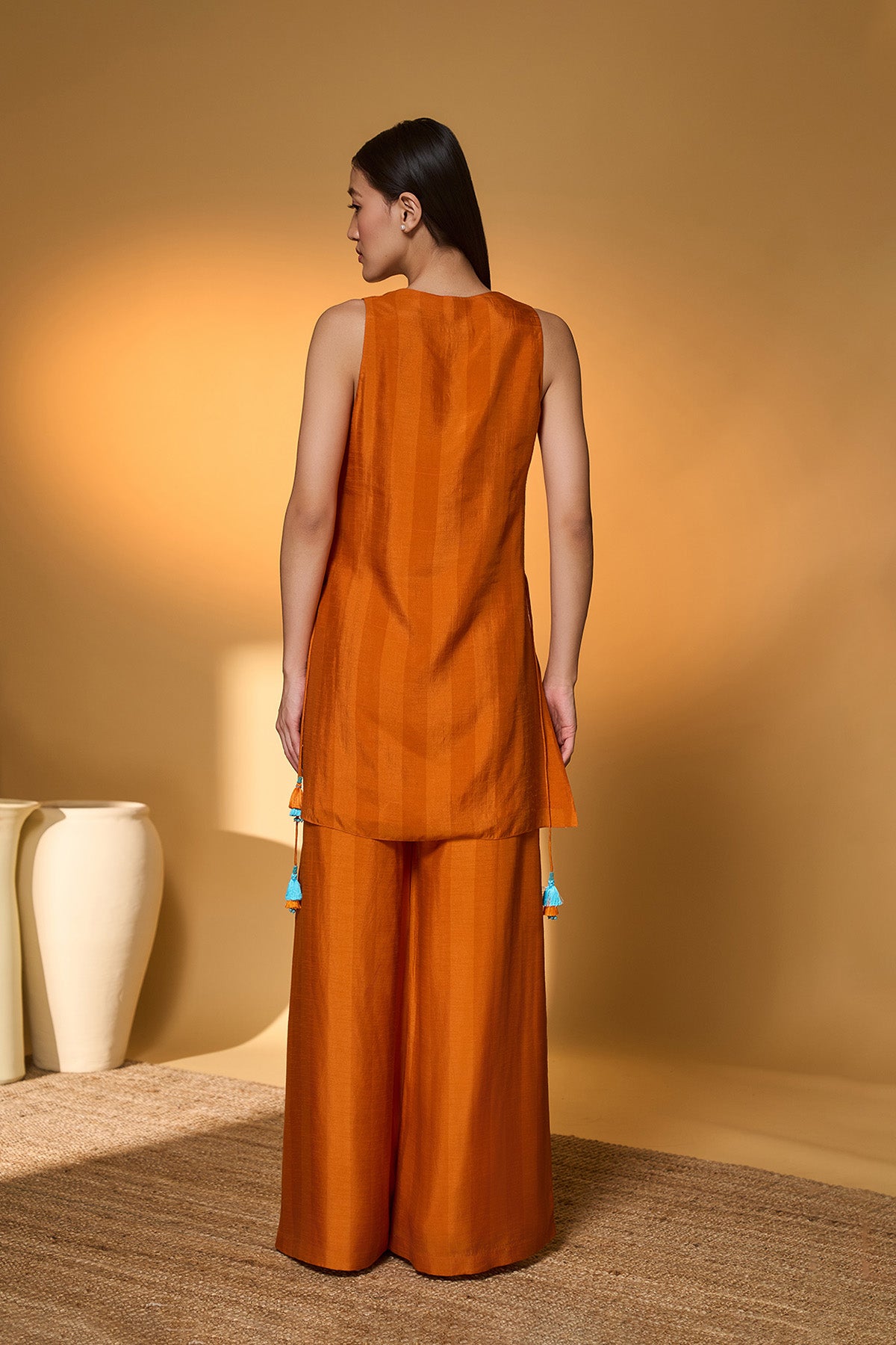 Saffron Sky Striped Kurta Set