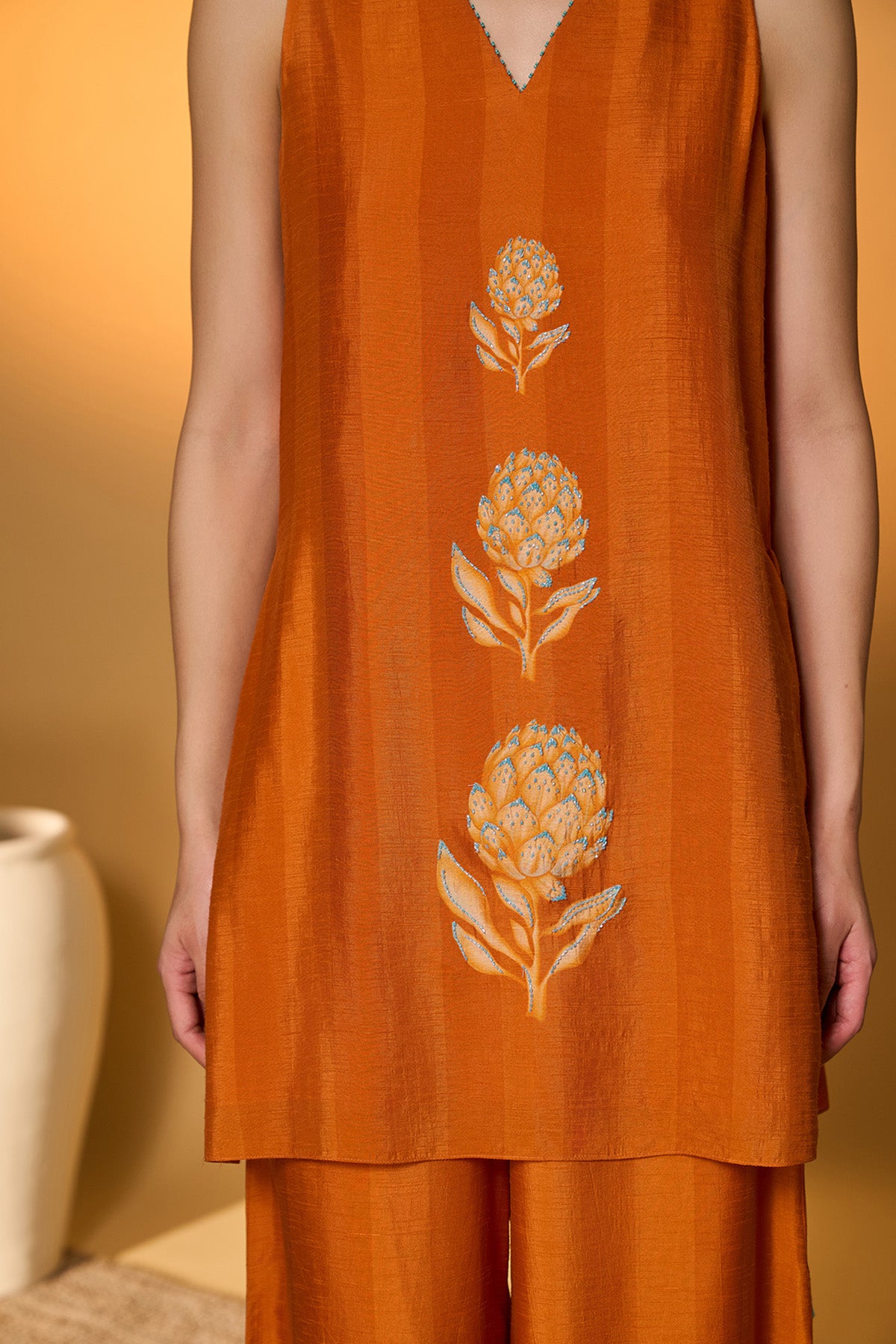 Saffron Sky Striped Kurta Set