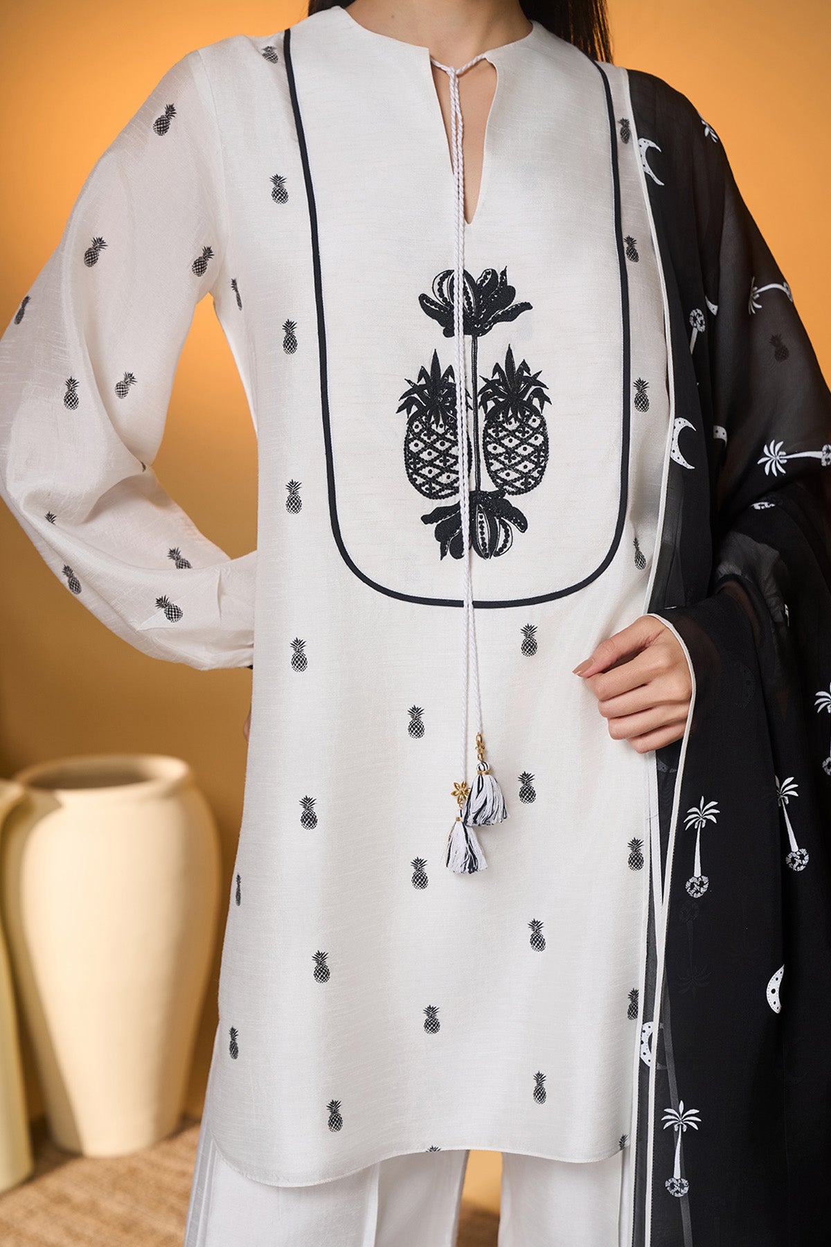 Ivory Pine-Code Kurta Set