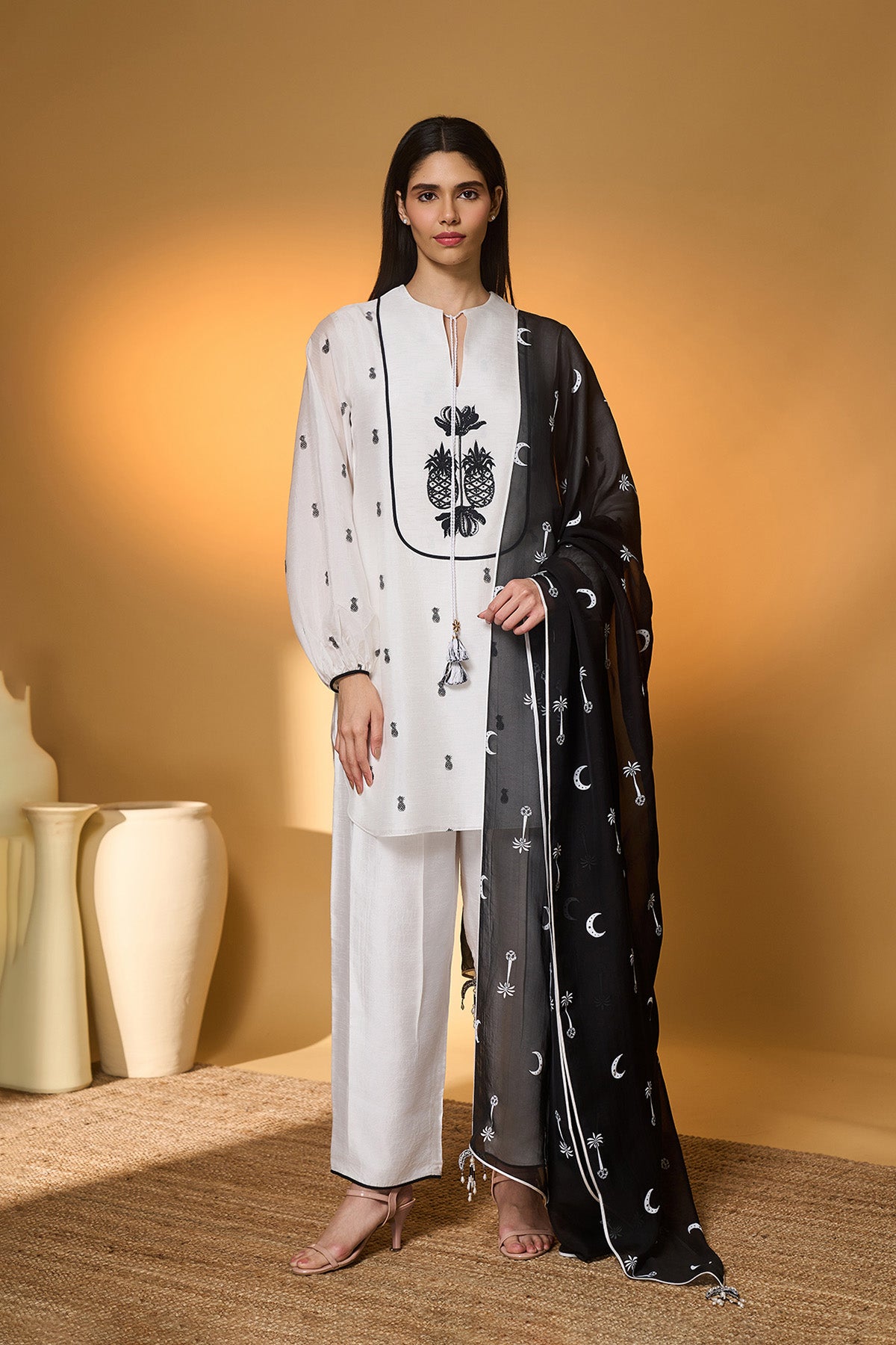 Ivory Pine-Code Kurta Set