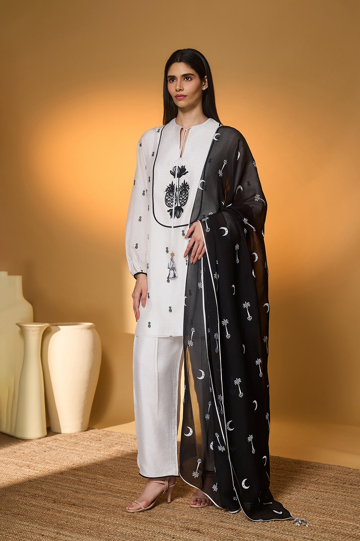Ivory Pine-Code Kurta Set