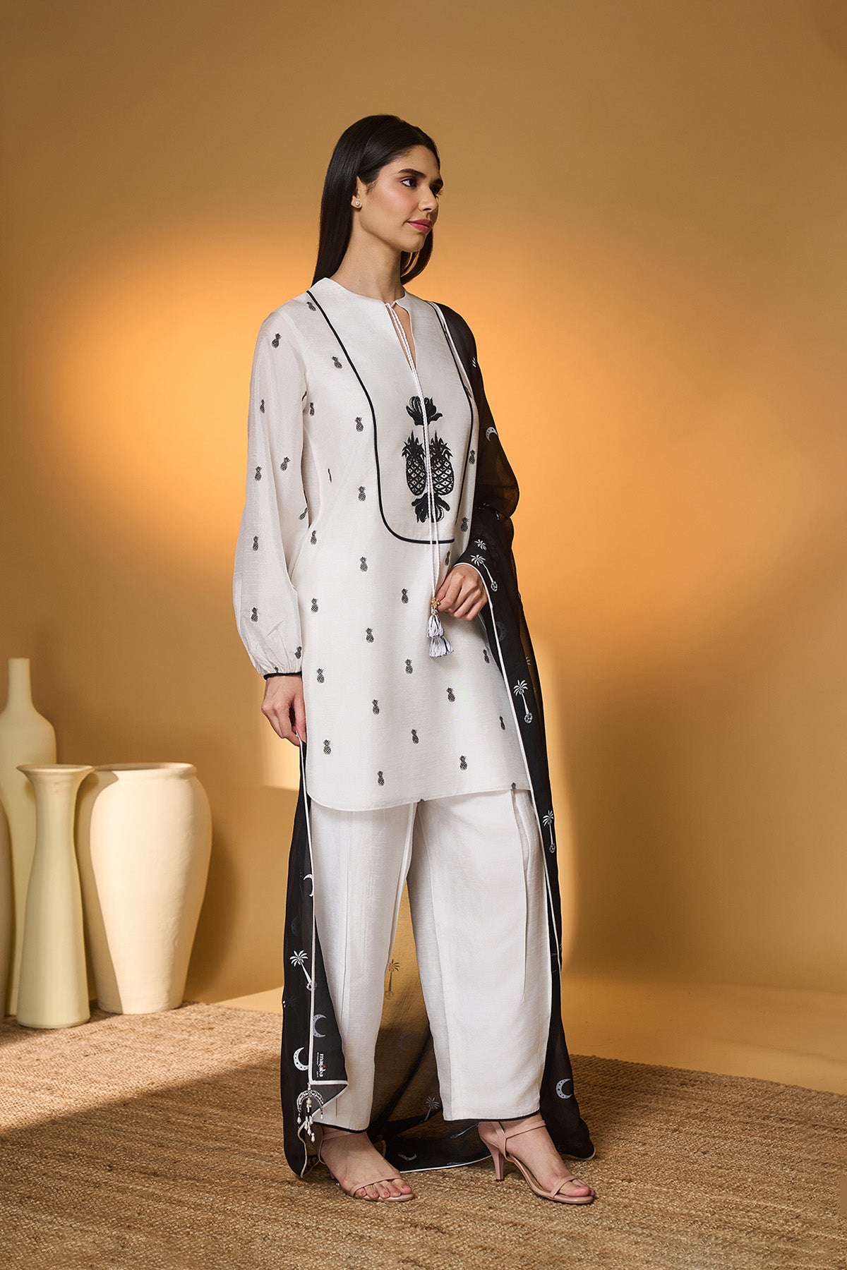 Ivory Pine-Code Kurta Set