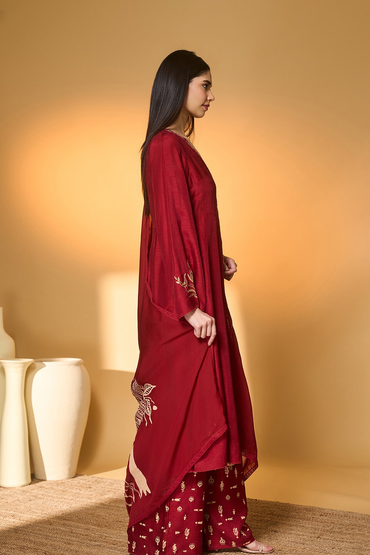 Red Deer Totem Kurta Set
