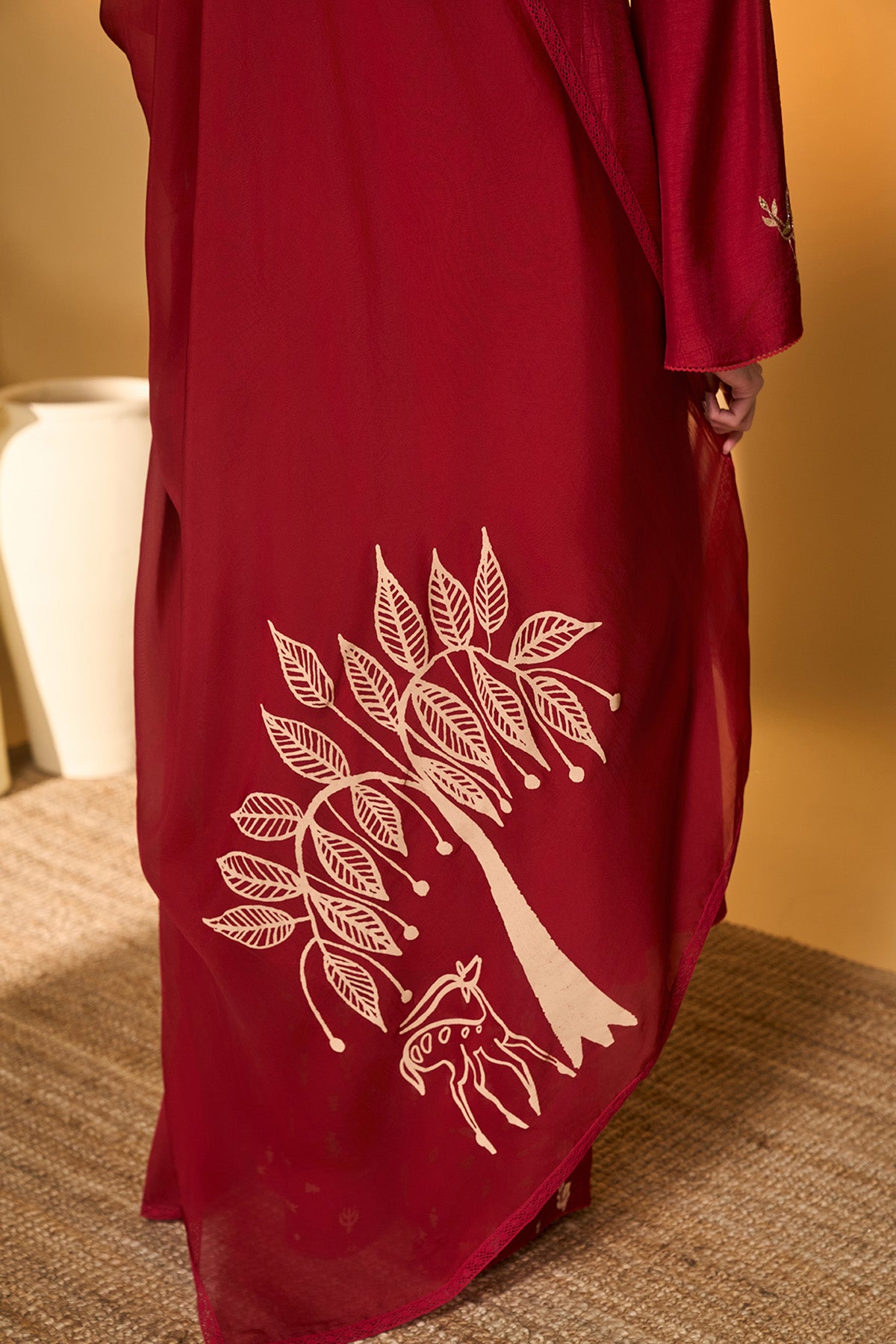Red Deer Totem Kurta Set