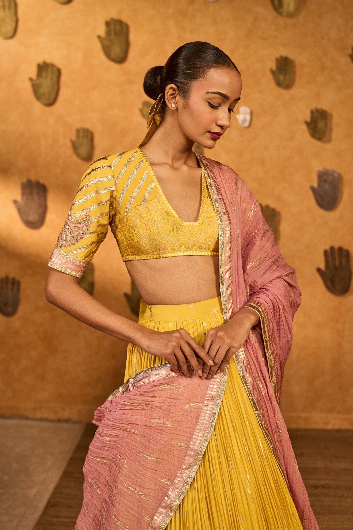 Spiced Ochre Lunar Lehenga