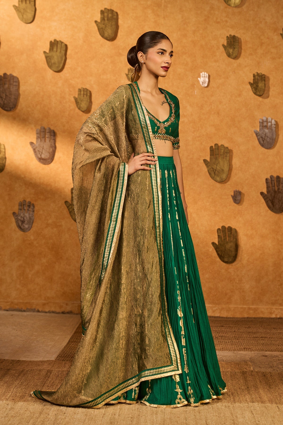 Green Totem Line Lehenga