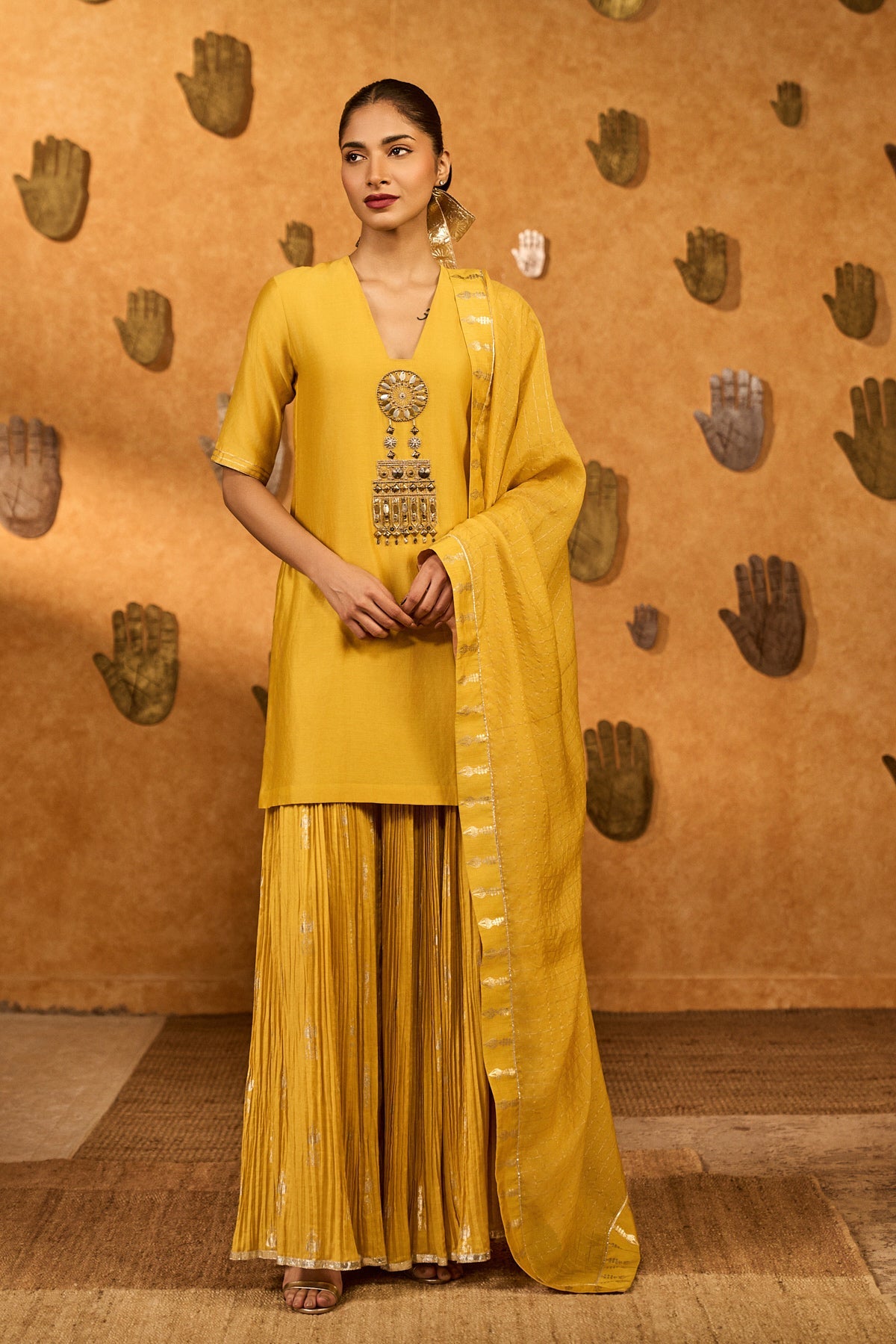 Spiced Ochre Gilded Kettle Kurta Set