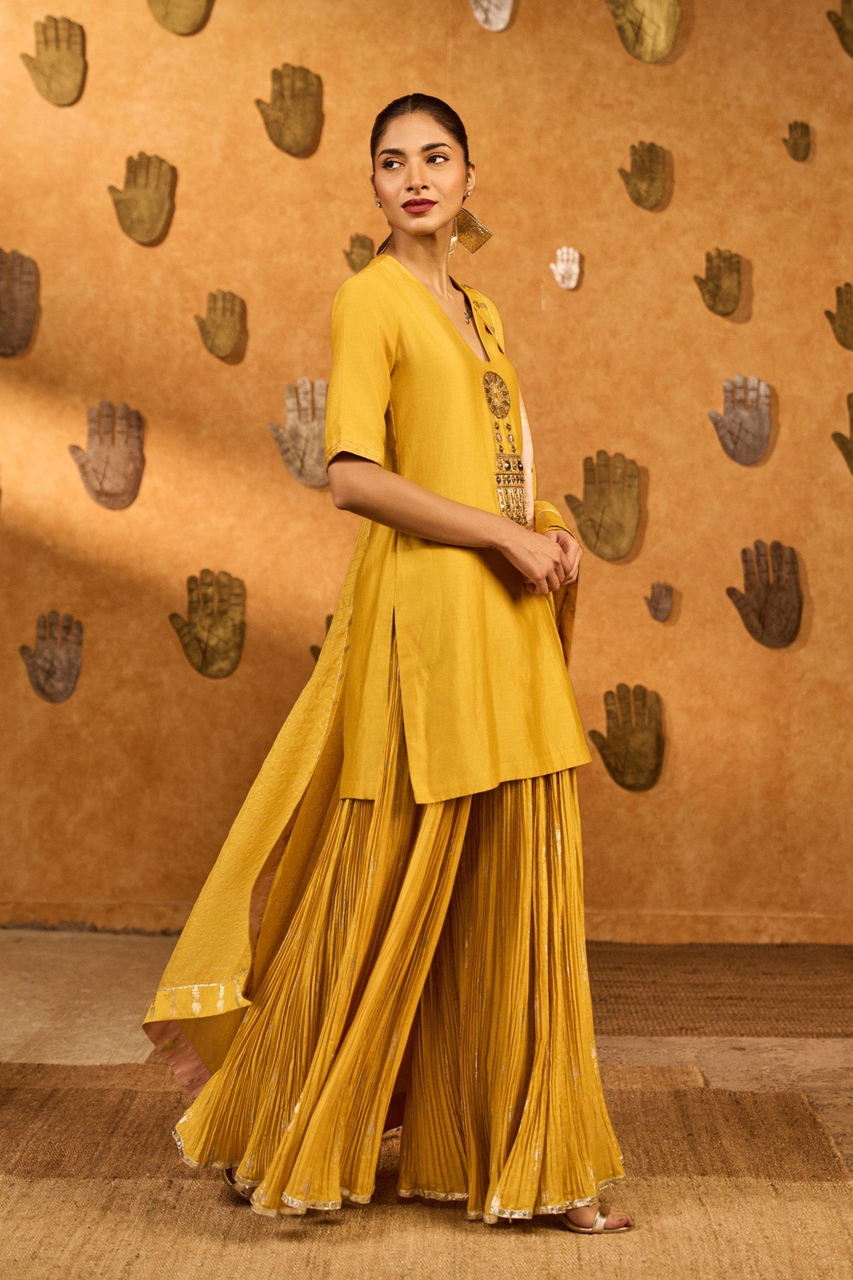 Spiced Ochre Gilded Kettle Kurta Set