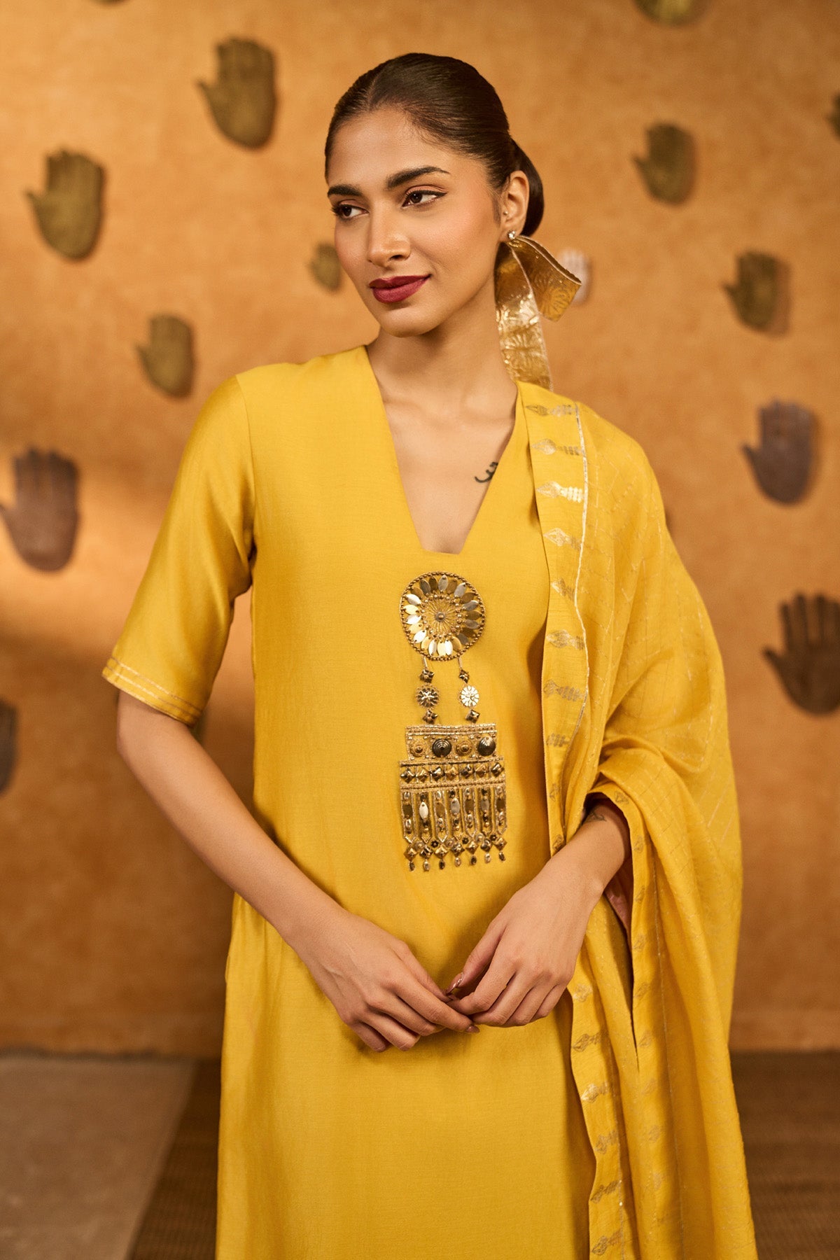 Spiced Ochre Gilded Kettle Kurta Set