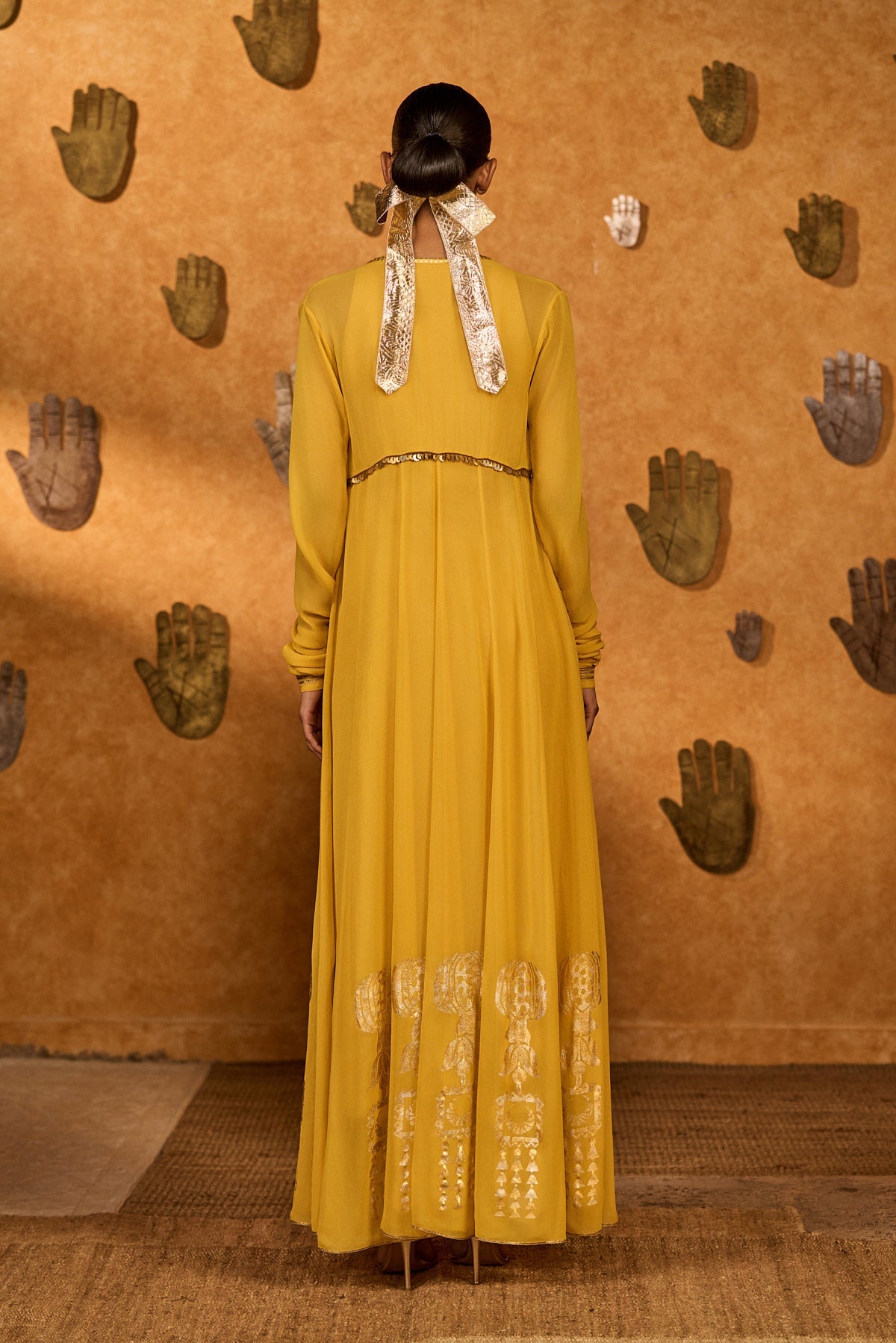 Spiced Ochre Pop Pendant Anarkali Set