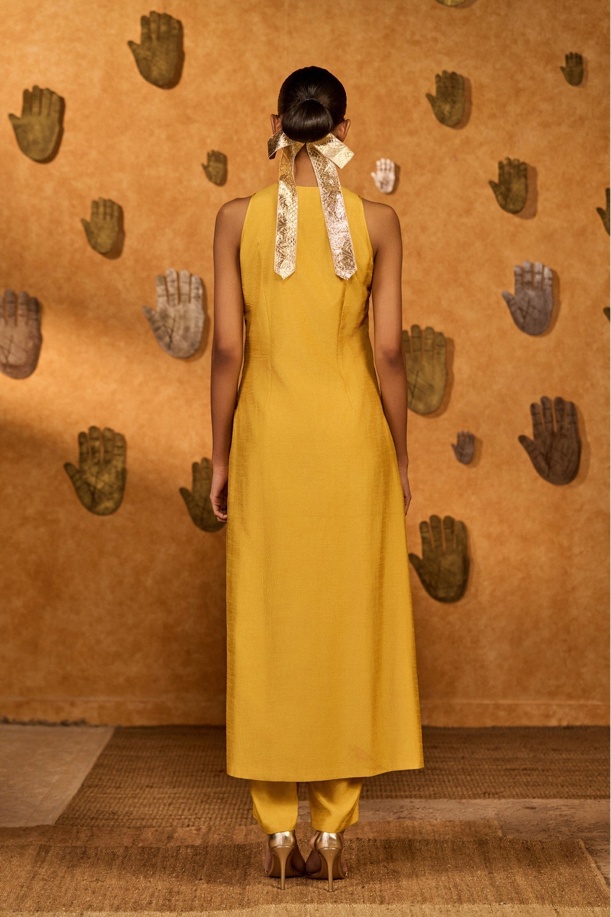 Spiced Ochre Pop Pendant Anarkali Set