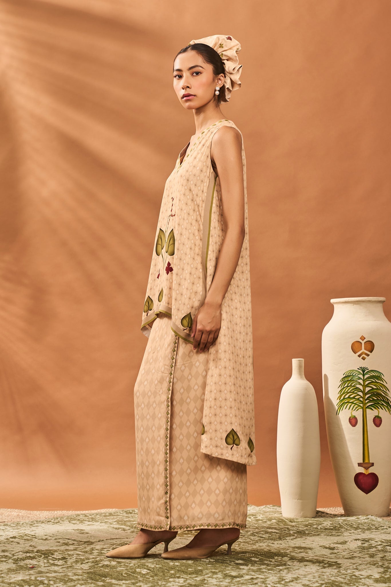 BEIGE CLOVER CHECKS FUSION SET