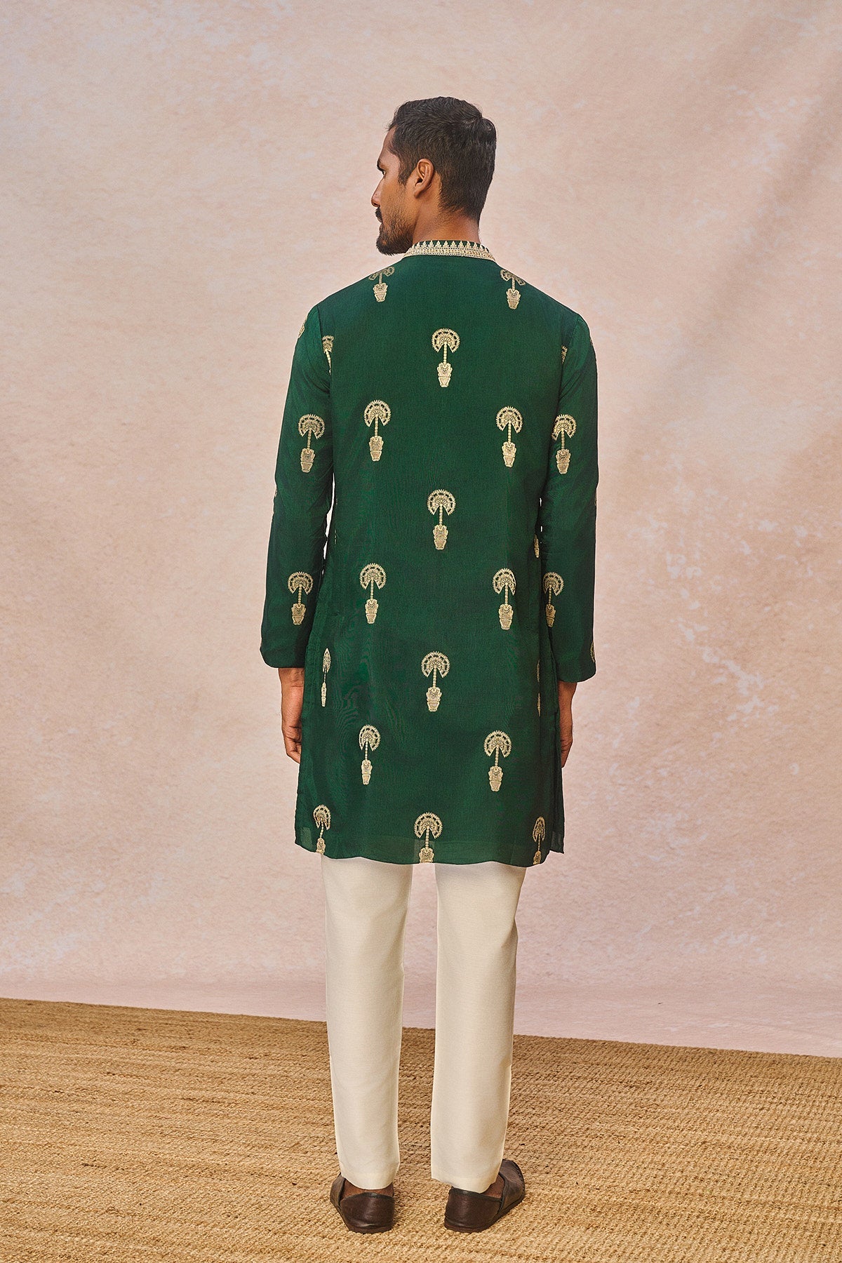 Green Jacquard Kurta Set