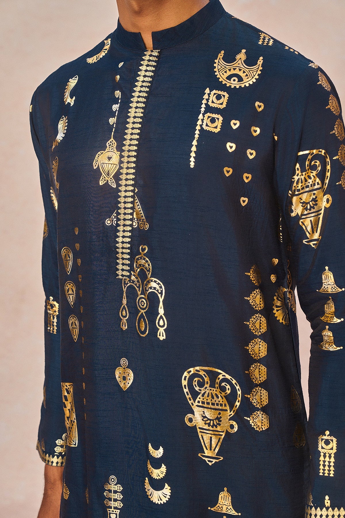 Navy Folkstone Kurta Set