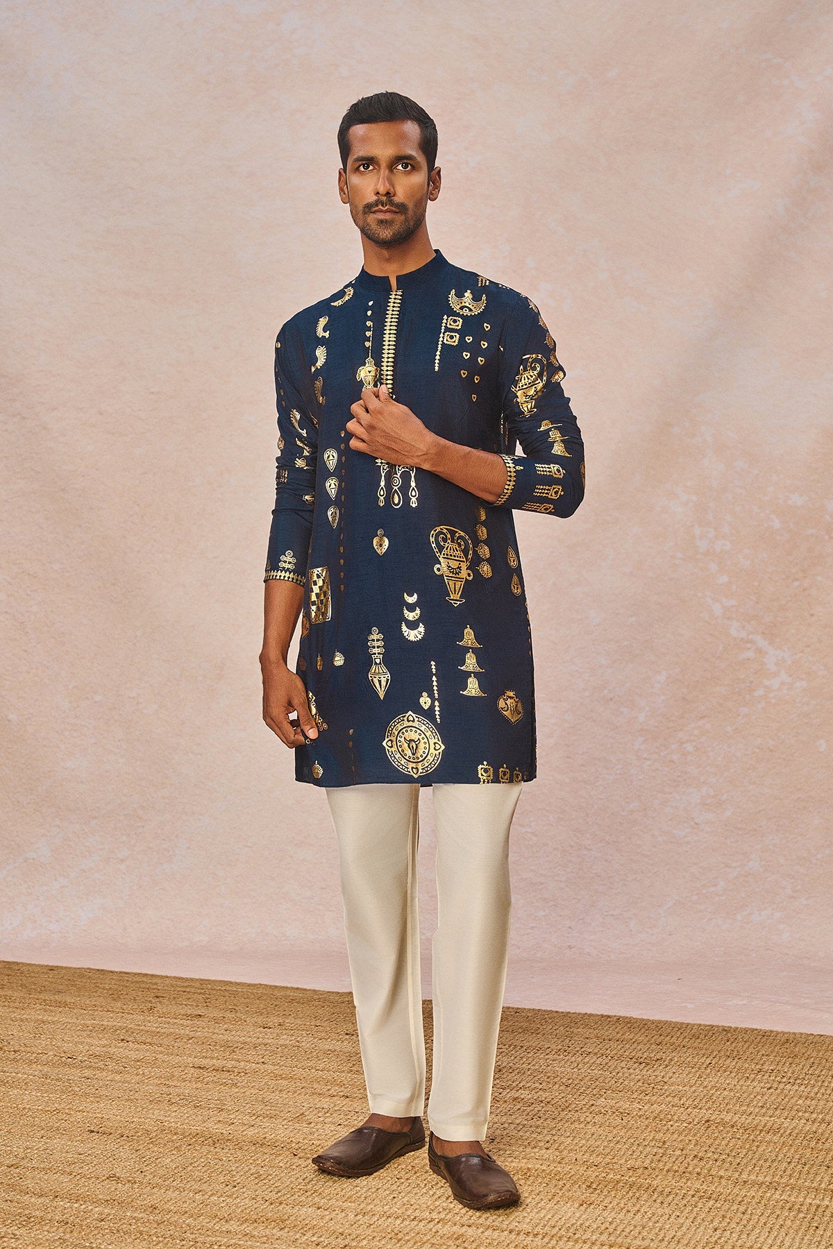 Navy Folkstone Kurta Set