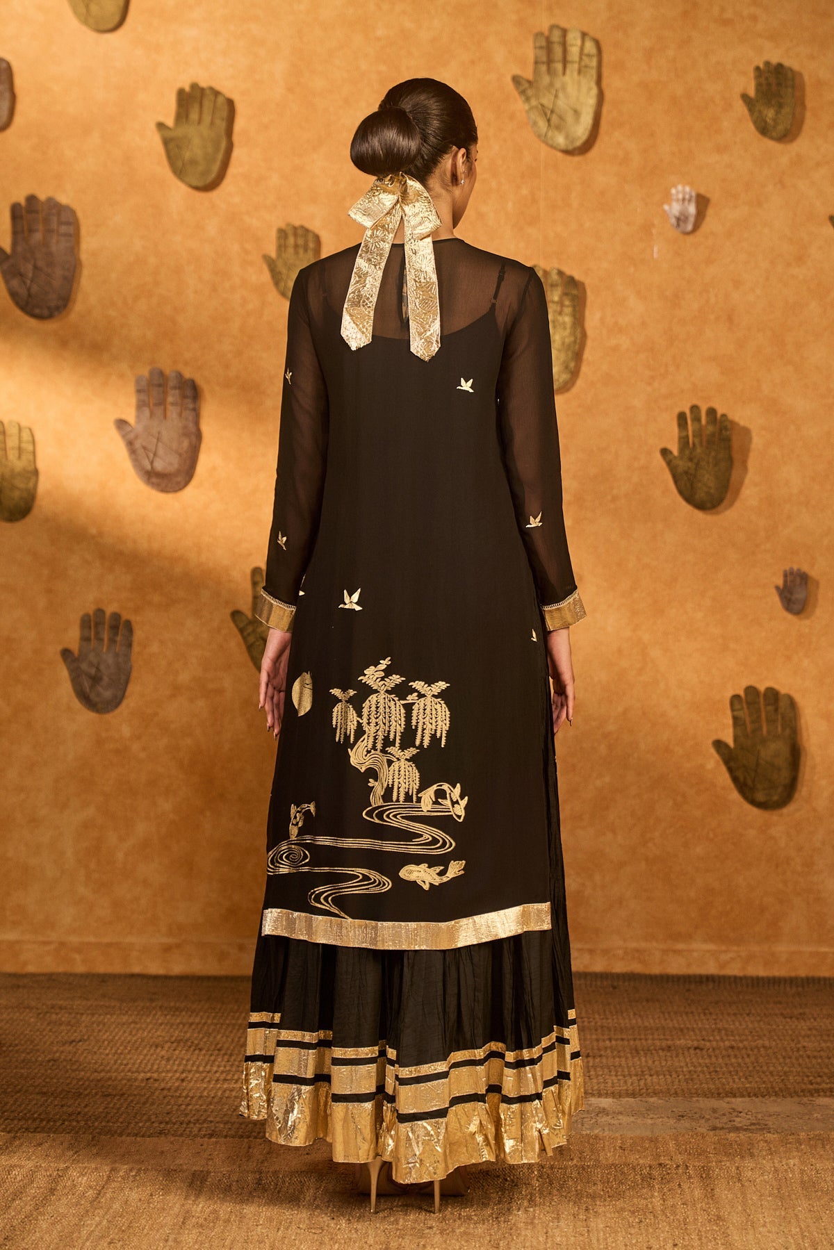 Black Stillwater Bloom Anarkali Set