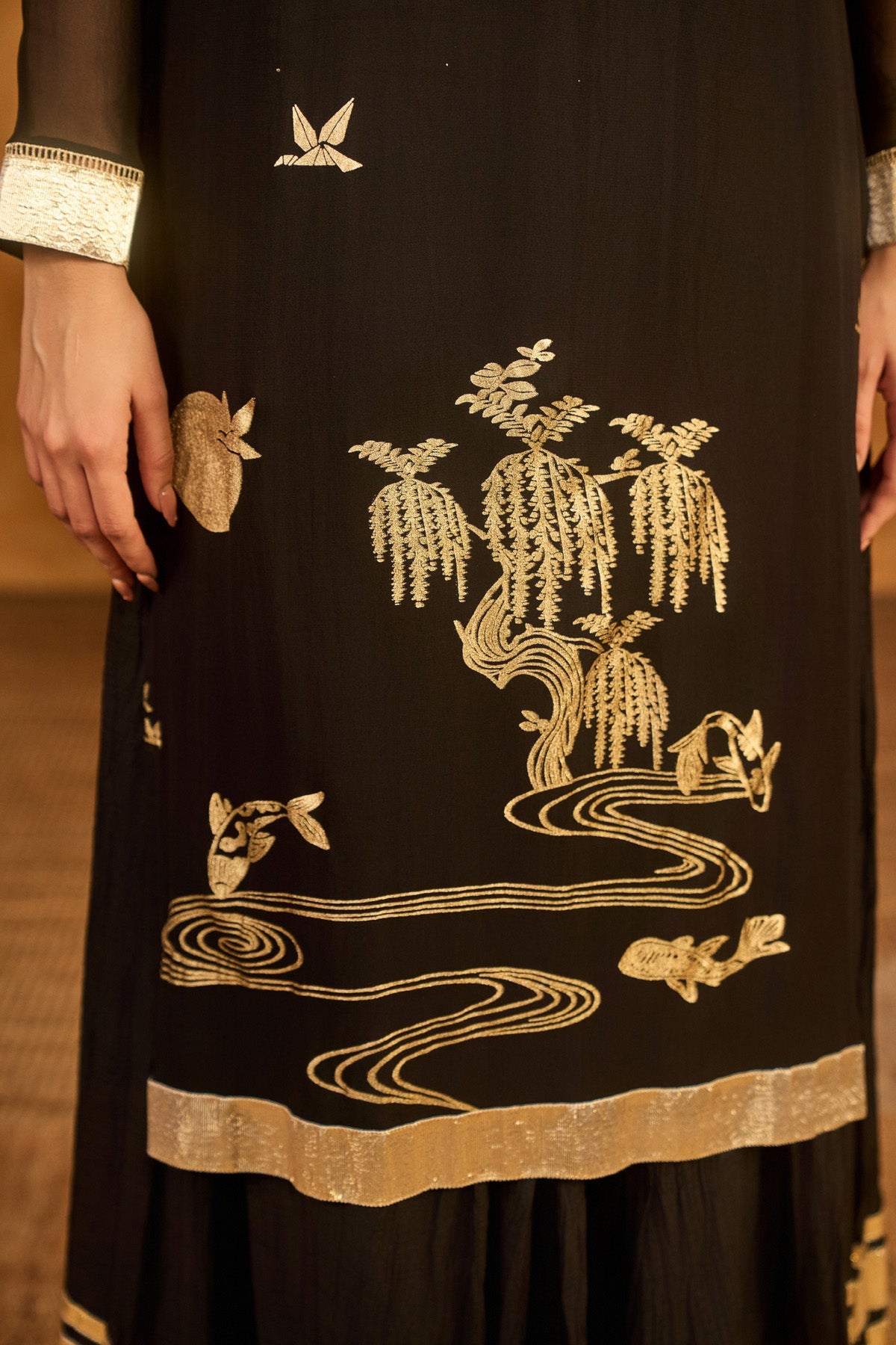 Black Stillwater Bloom Anarkali Set
