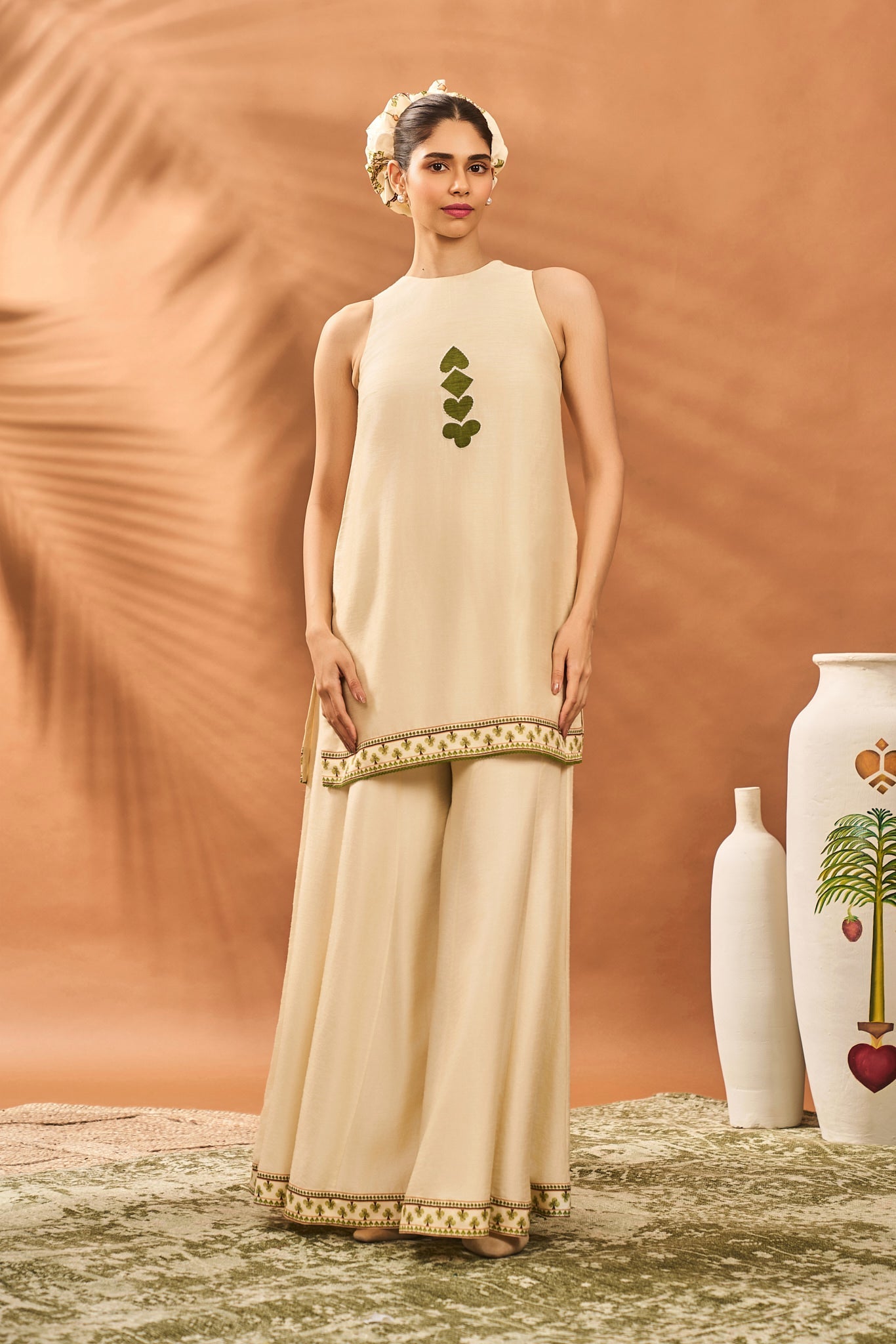 Cream Wildscape Kurta Set