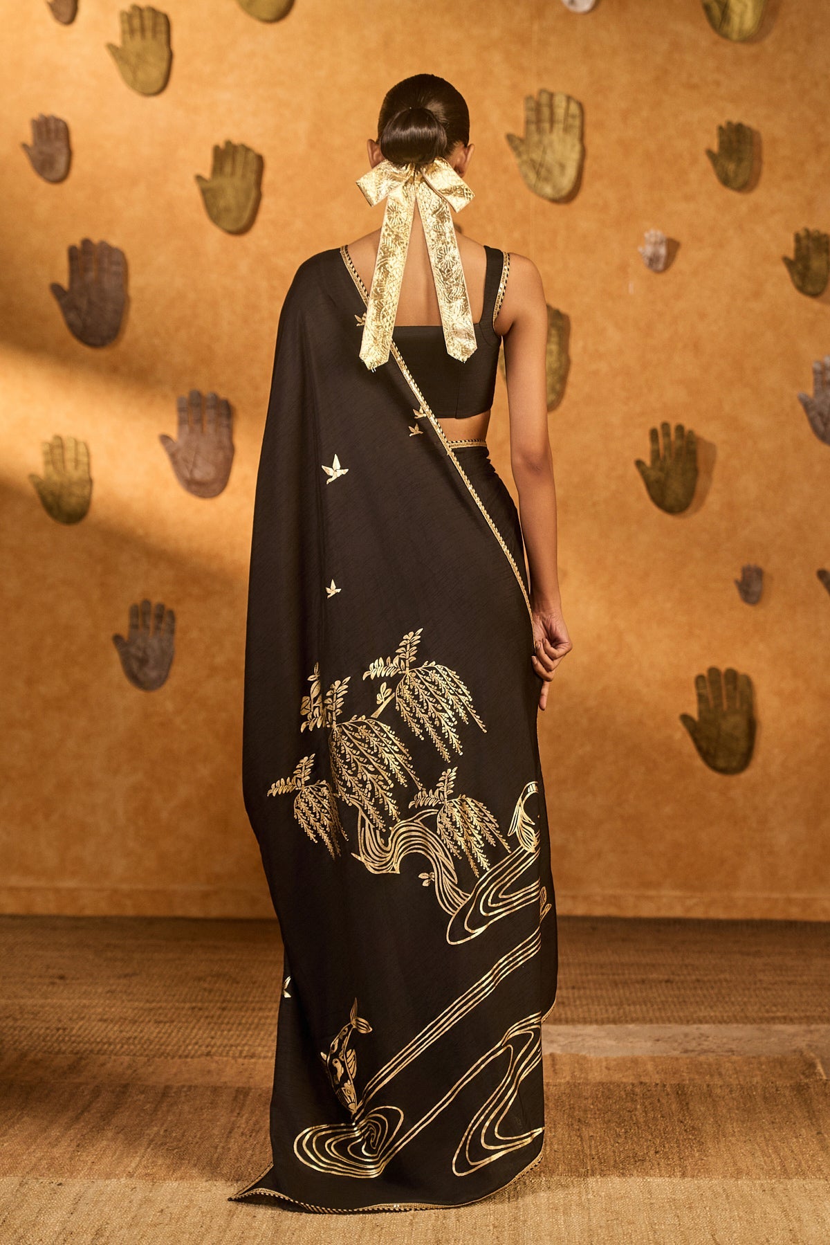 Black Stillwater Bloom Saree
