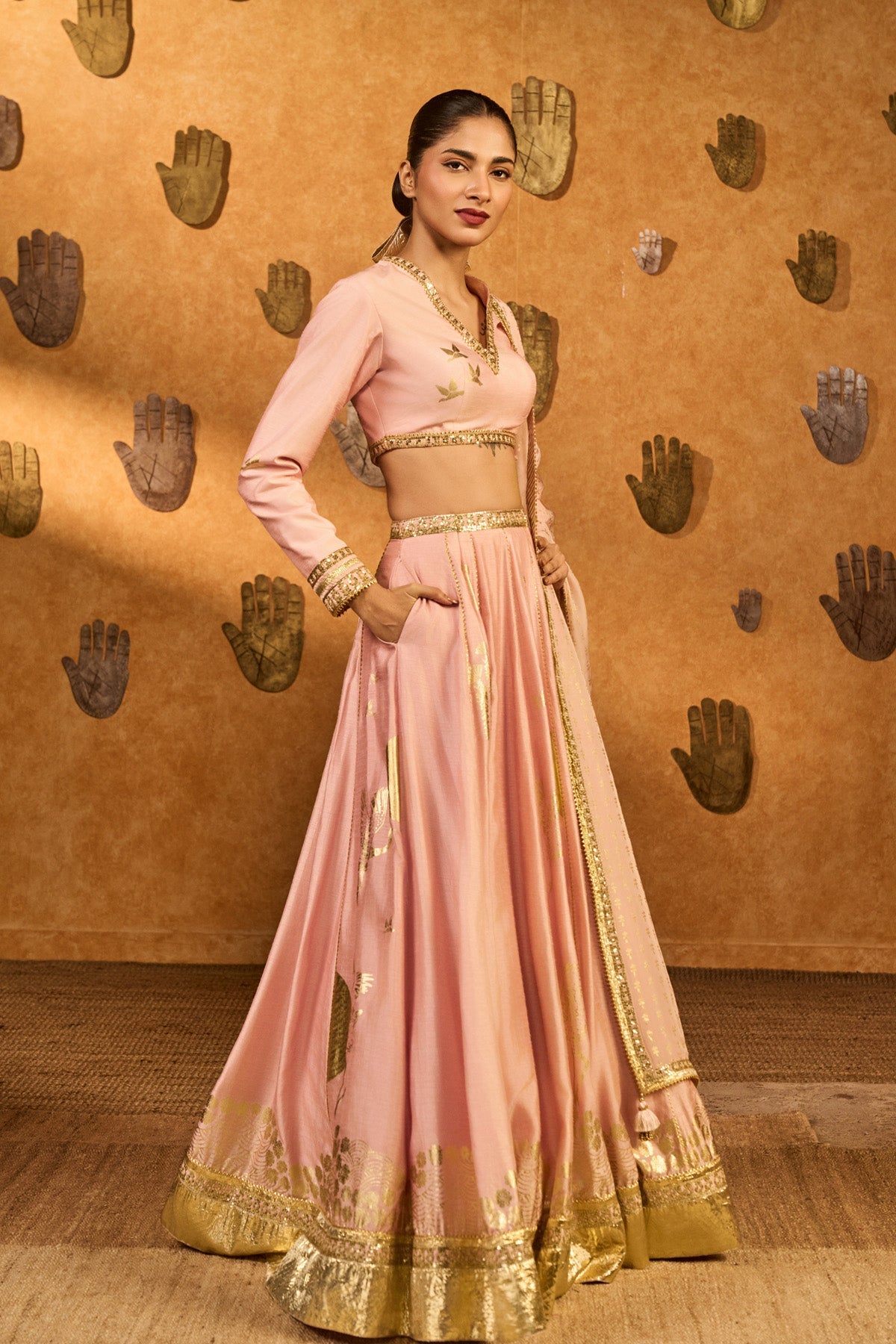 Baby Pink Mandarin Sky Lehenga